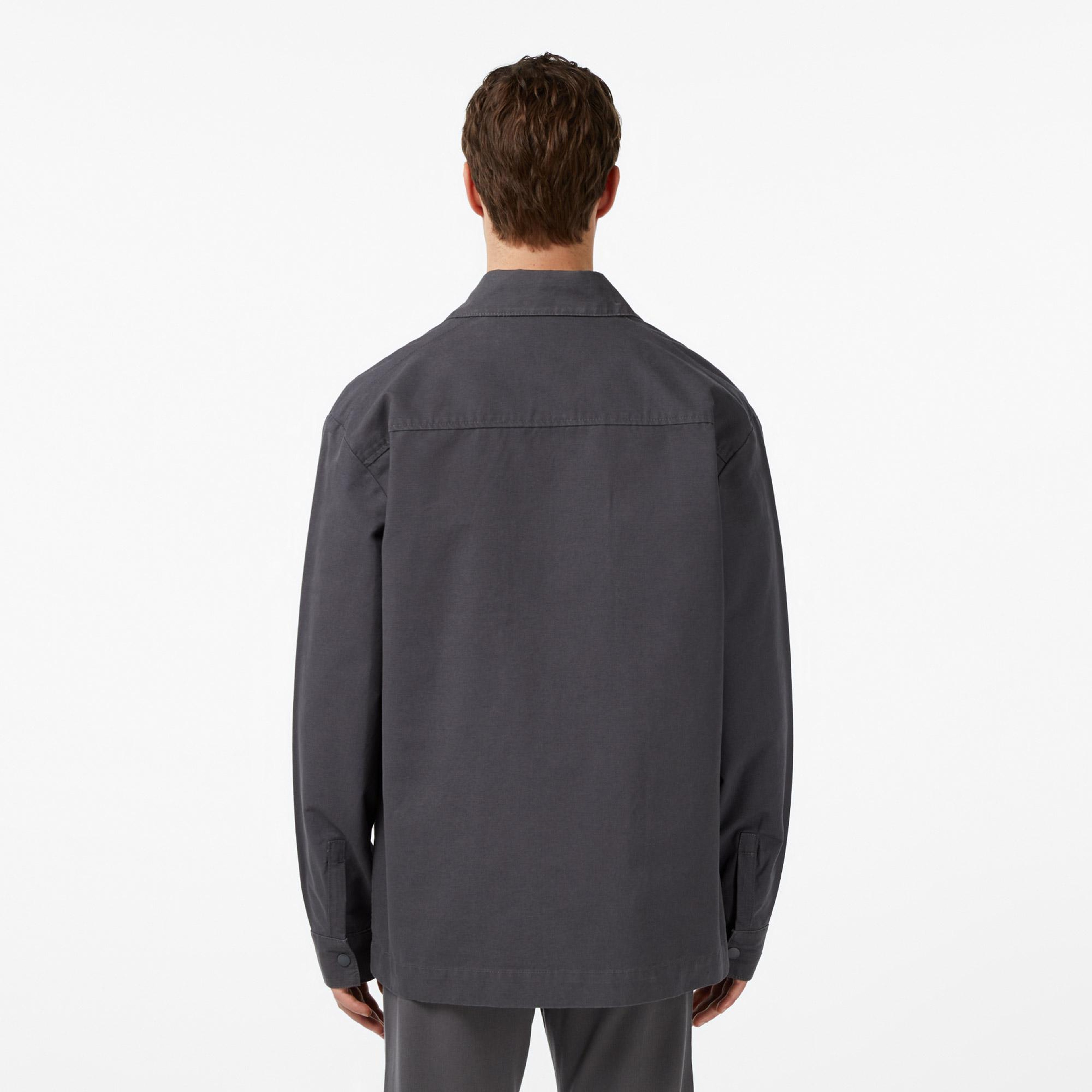 Lacoste Erkek Relaxed Fit Fermuarlı Koyu Gri Dış Gömlek