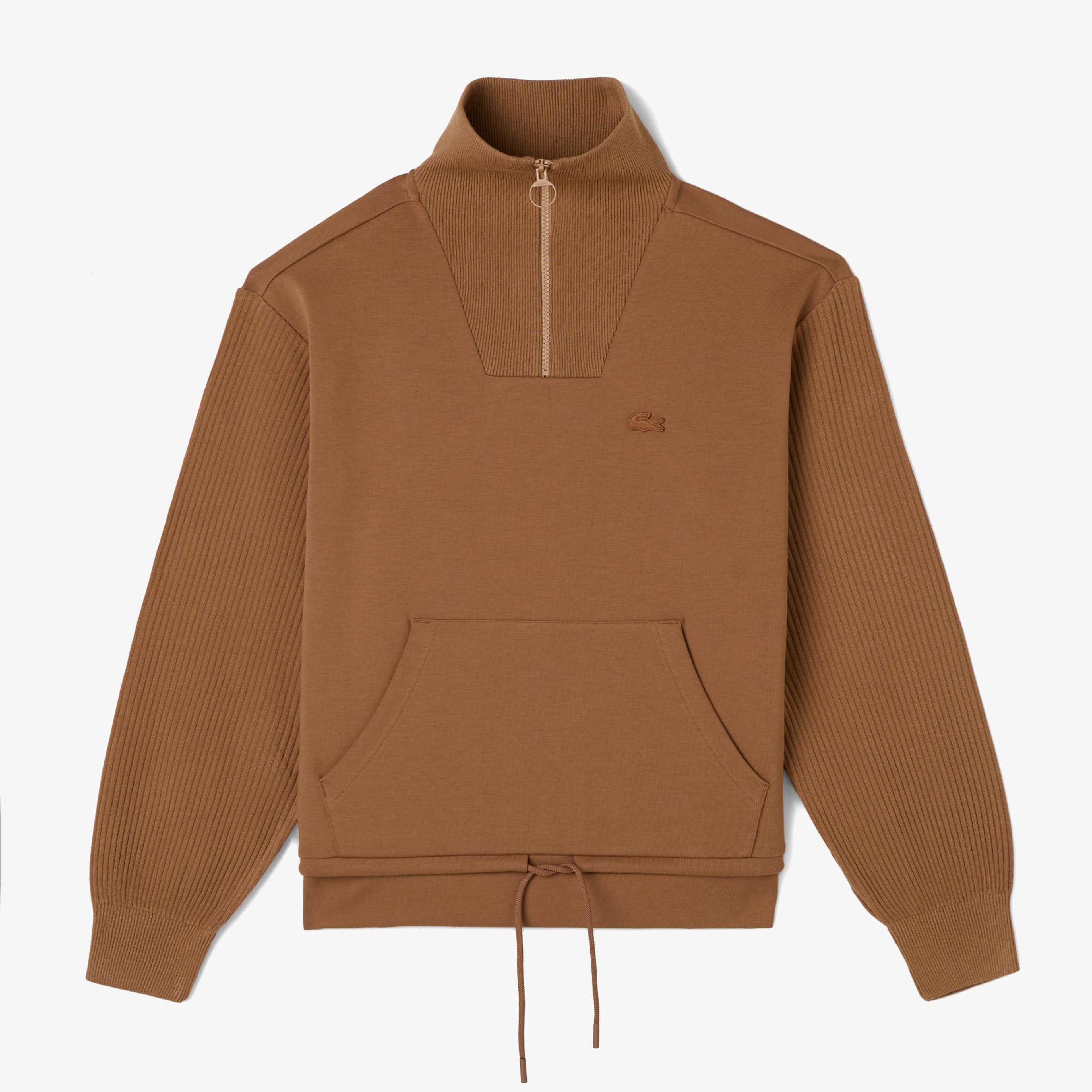 Lacoste Kadın Relaxed Fit Yarım Fermuarlı Kahverengi Sweatshirt