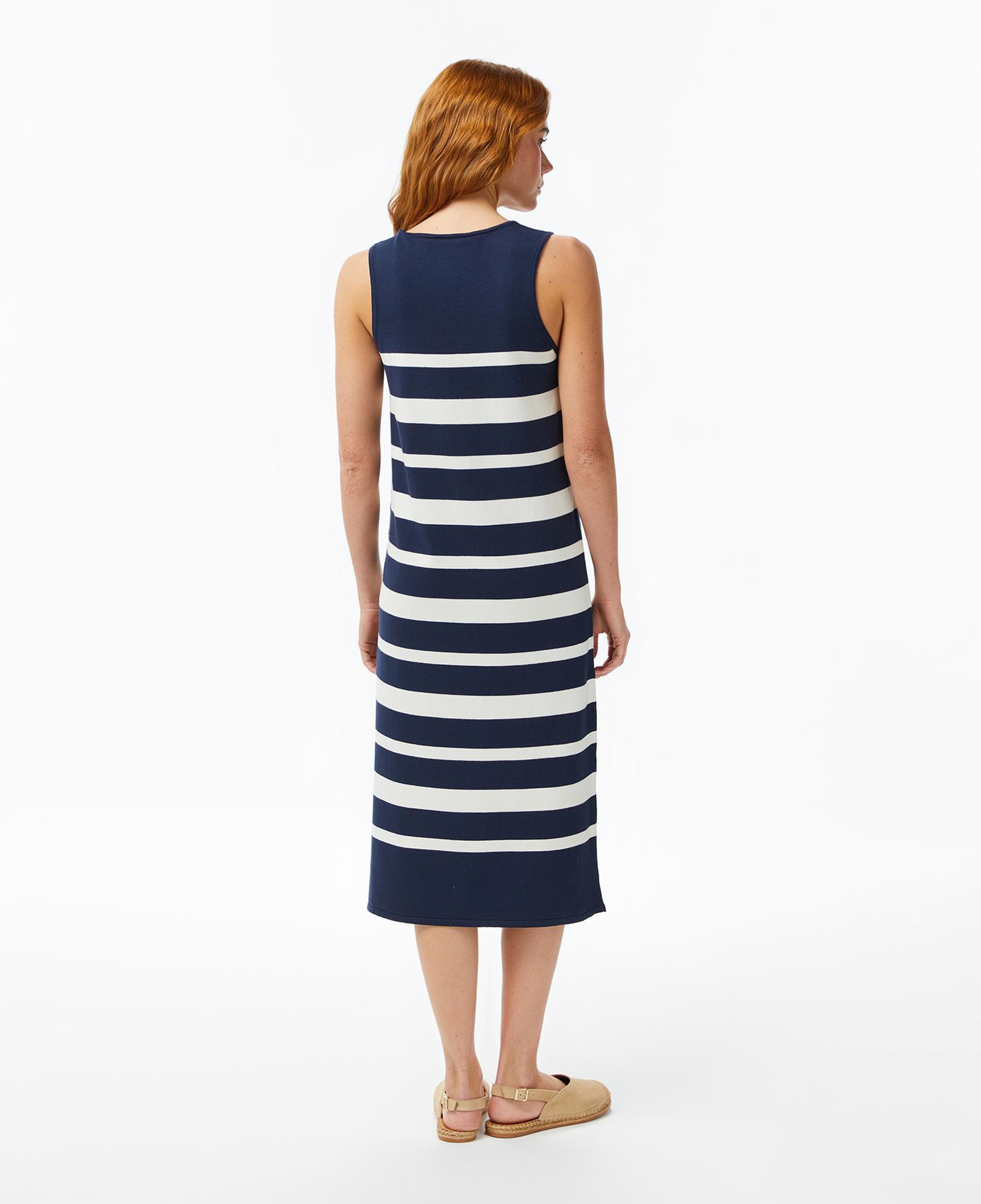 Nautica Kadın Lacivert Regular Fit Kolsuz Çizgili Triko Elbise