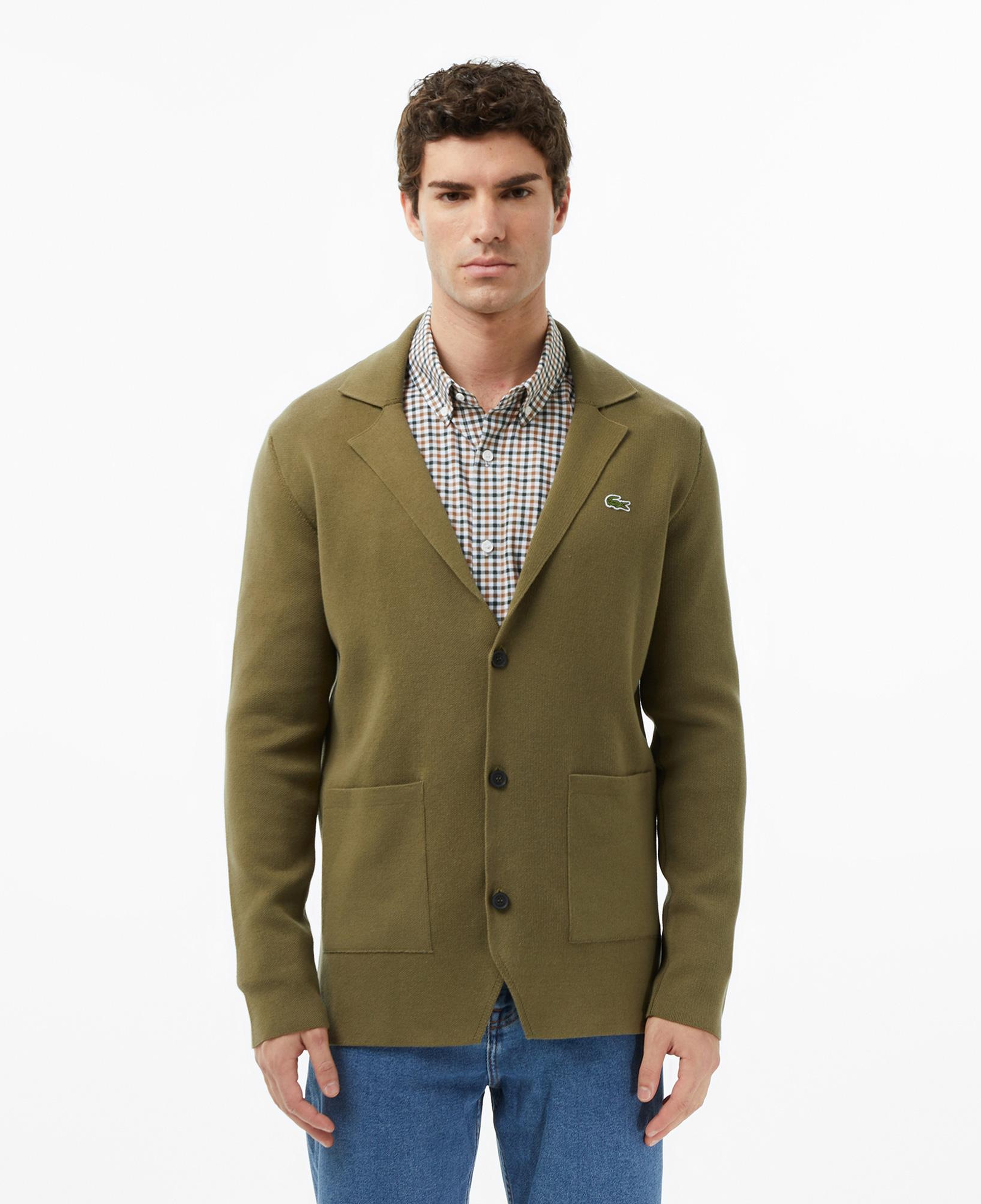 Lacoste Erkek Classic Fit V Yaka Haki Hırka