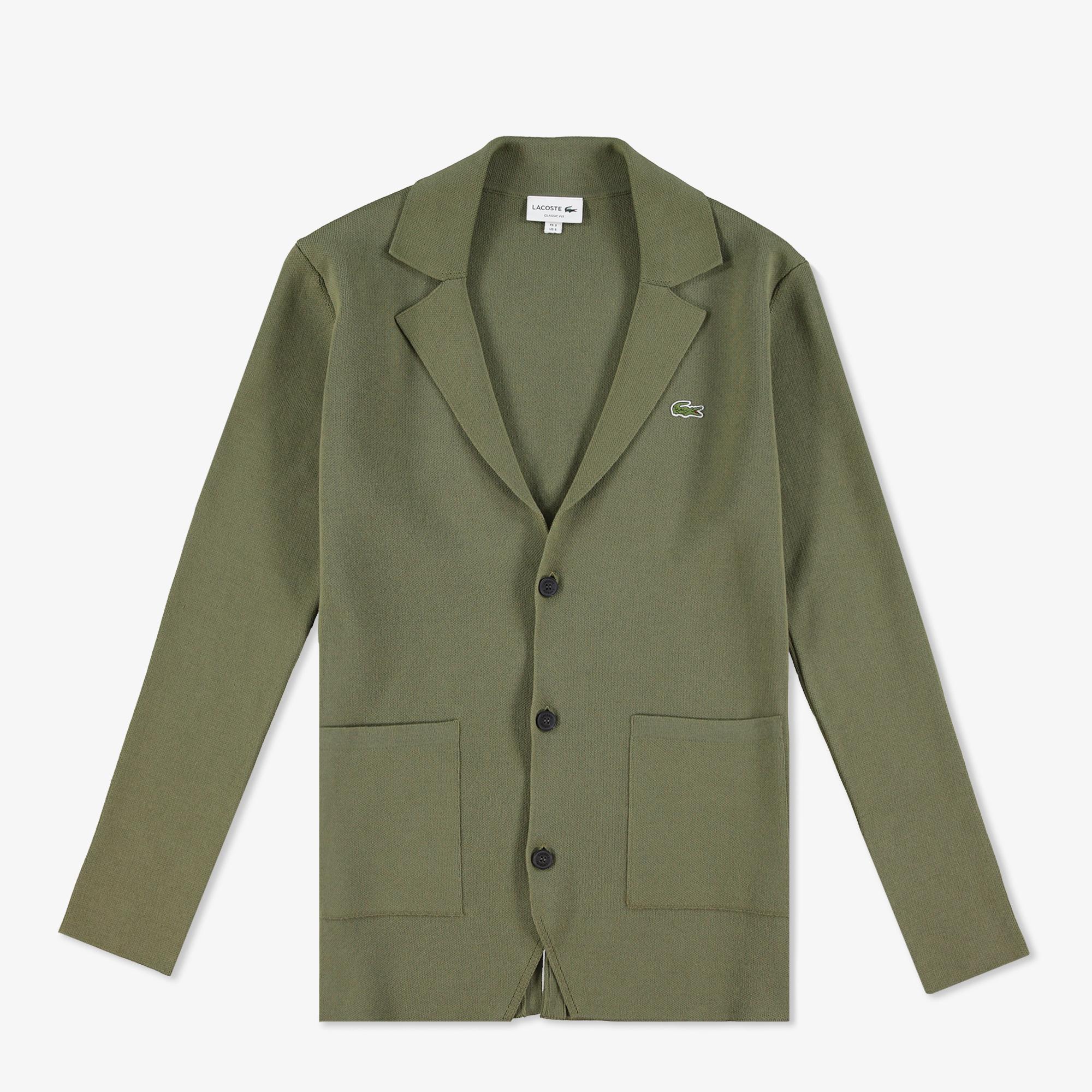 Lacoste Erkek Classic Fit V Yaka Haki Hırka