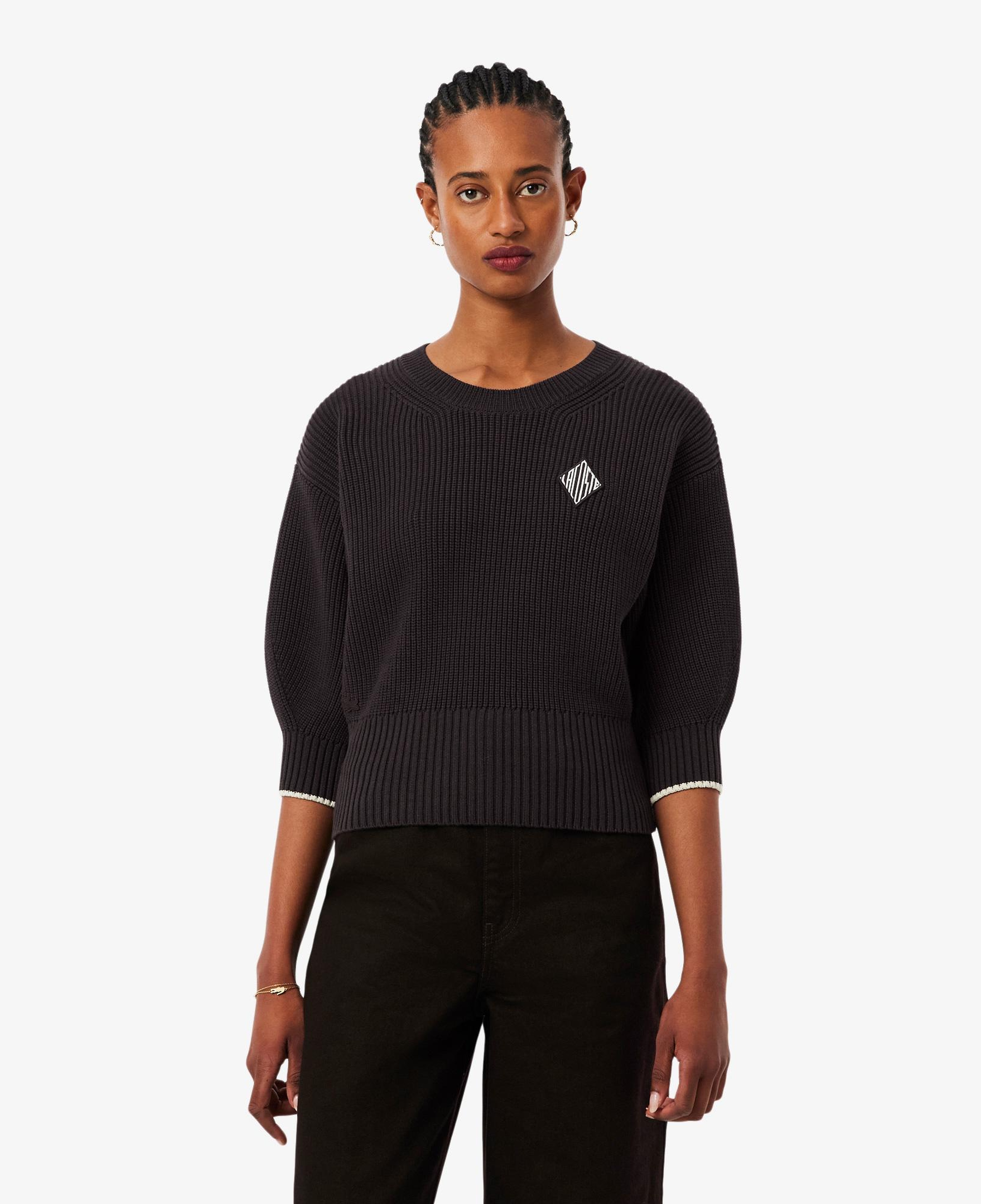 Lacoste Kadın Loose Fit Bisiklet Yaka Kahverengi Kazak