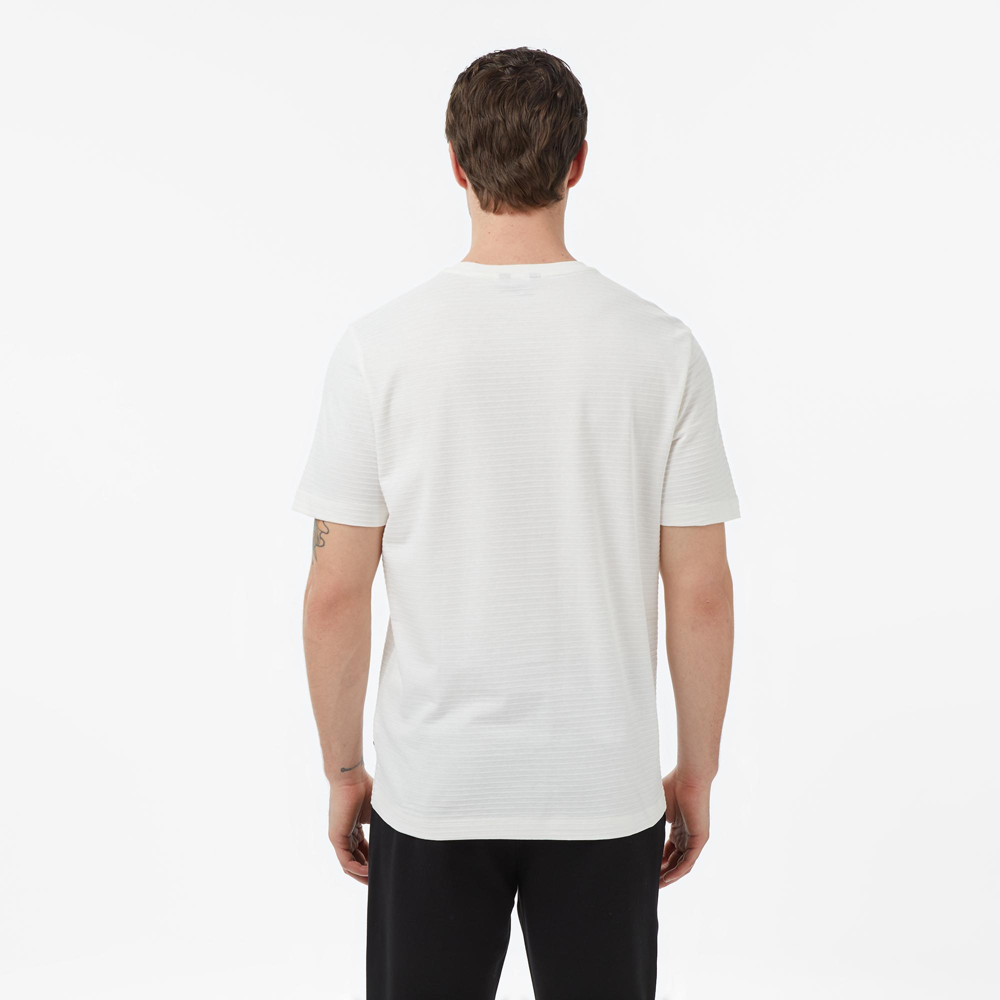 Nautica Erkek Krem Regular Fit Çizgili T-Shirt