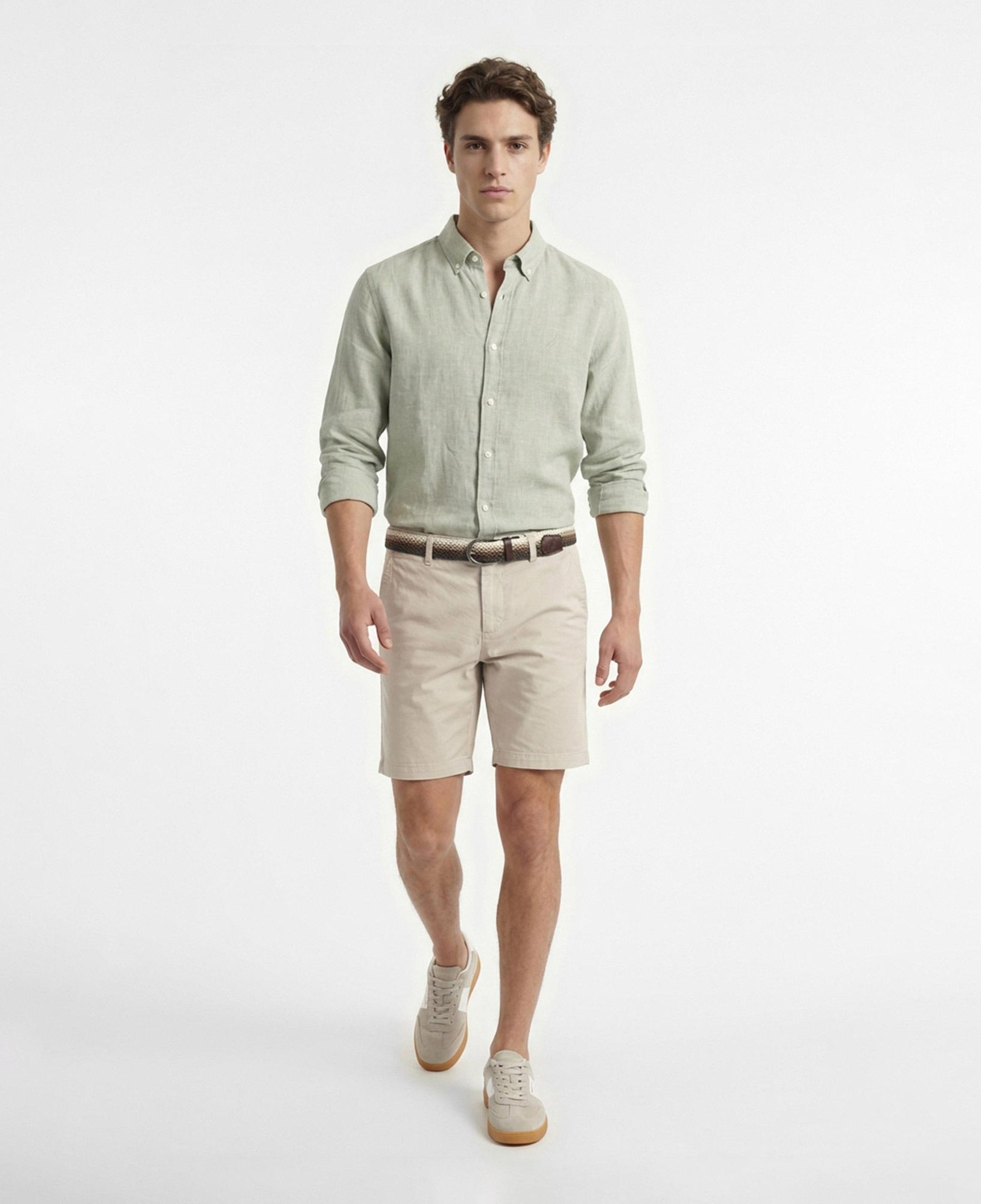 Nautica Erkek Yeşil Regular Fit Keten Gömlek