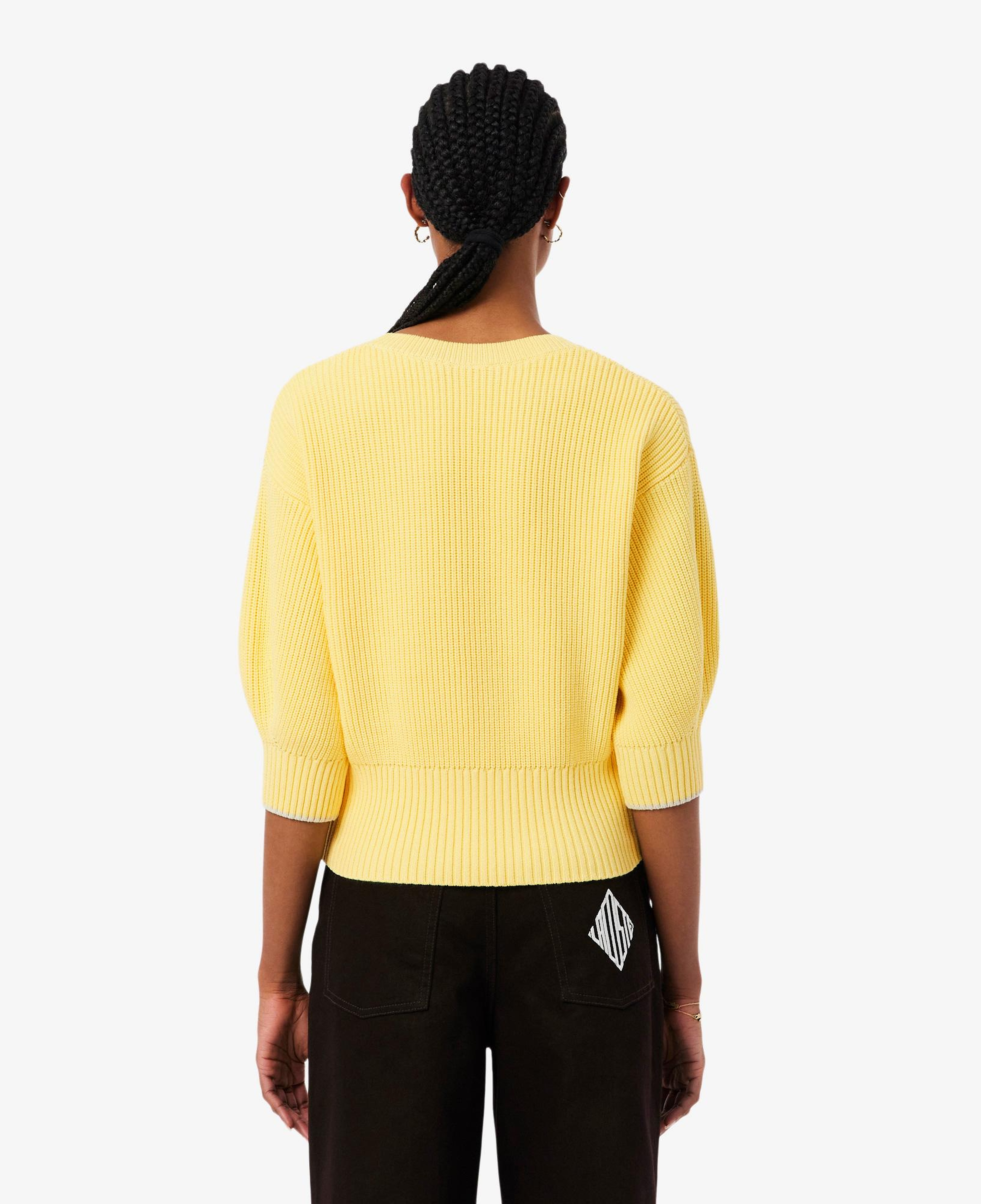 Lacoste Kadın Loose Fit Bisiklet Yaka Sarı Kazak