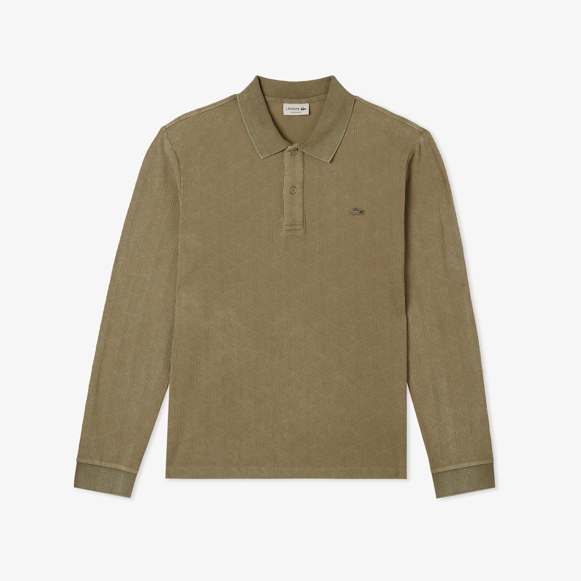 Lacoste Erkek Regular Fit Uzun Kollu Monogram Haki Polo