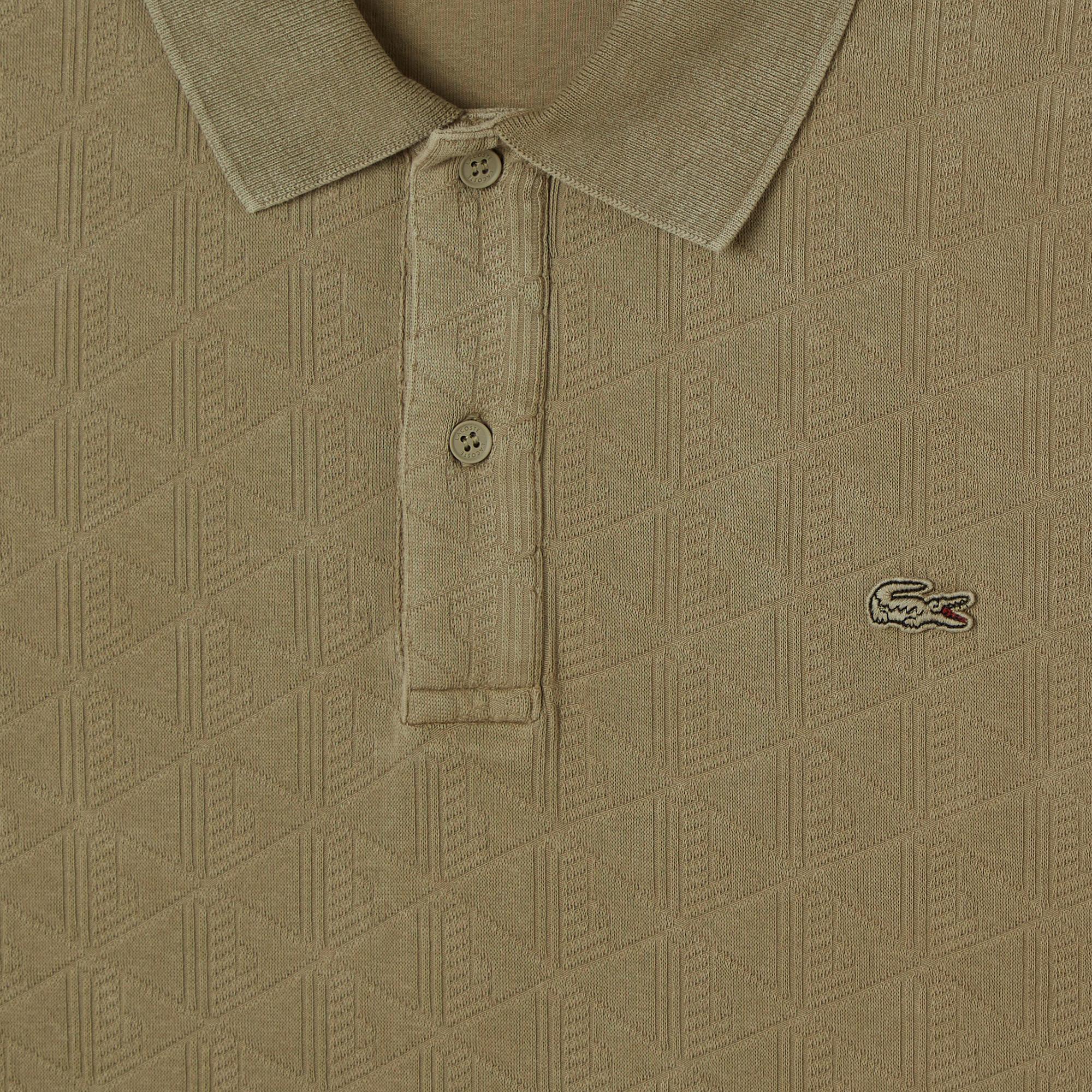 Lacoste Erkek Regular Fit Uzun Kollu Monogram Haki Polo