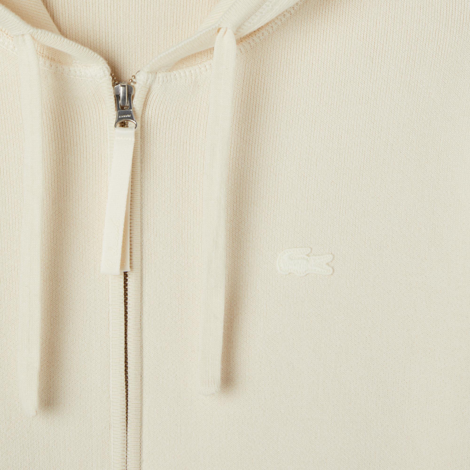 Lacoste Kadın Classic Fit Kapüşonlu Krem Hırka