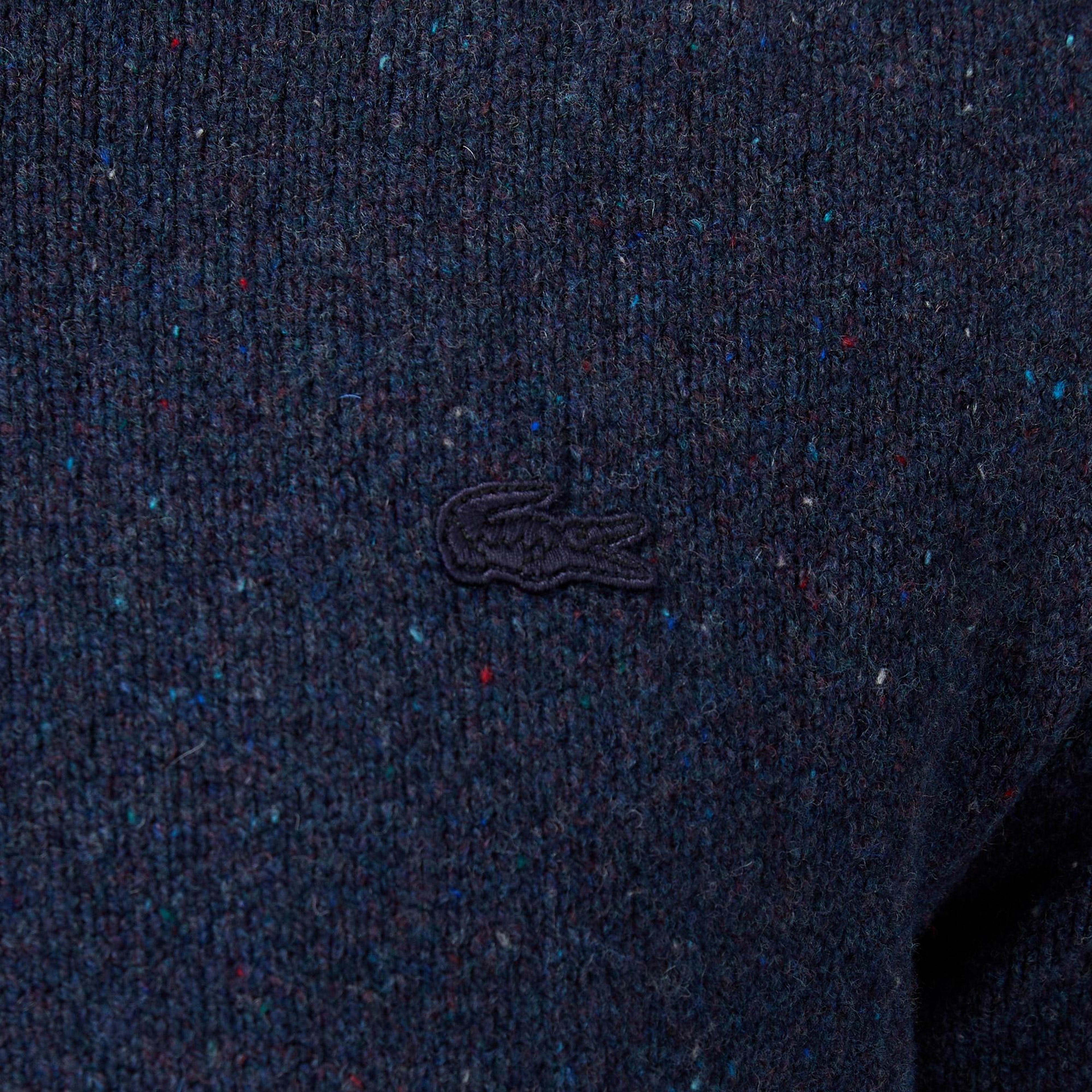 Lacoste Erkek Classic Fit Bisiklet Yaka Yün Lacivert Kazak