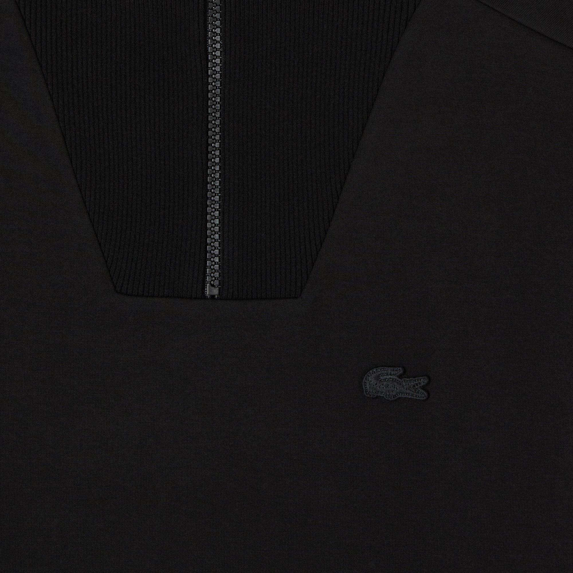 Lacoste Kadın Relaxed Fit Yarım Fermuarlı Siyah Sweatshirt