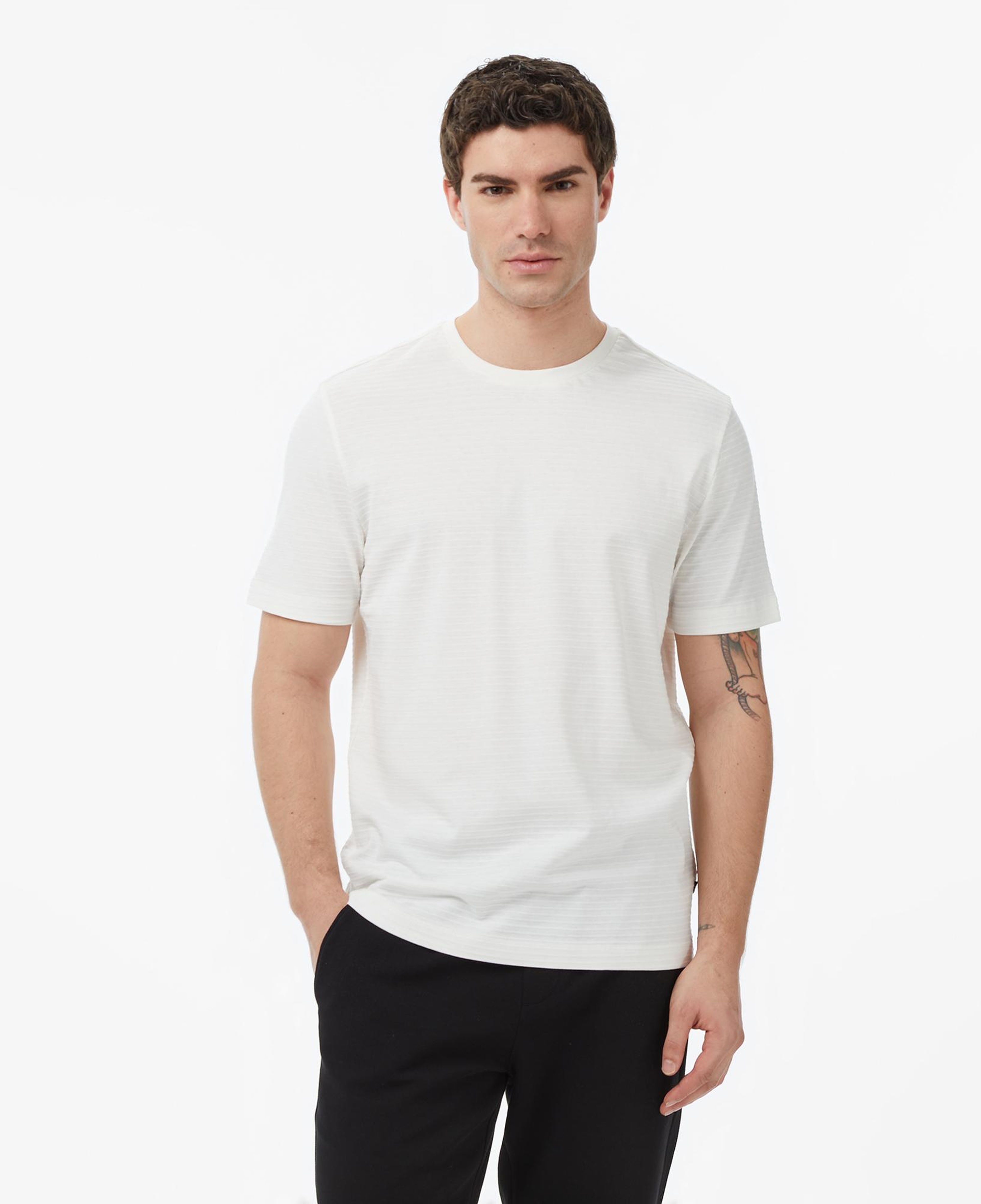 Nautica Erkek Krem Regular Fit Çizgili T-Shirt