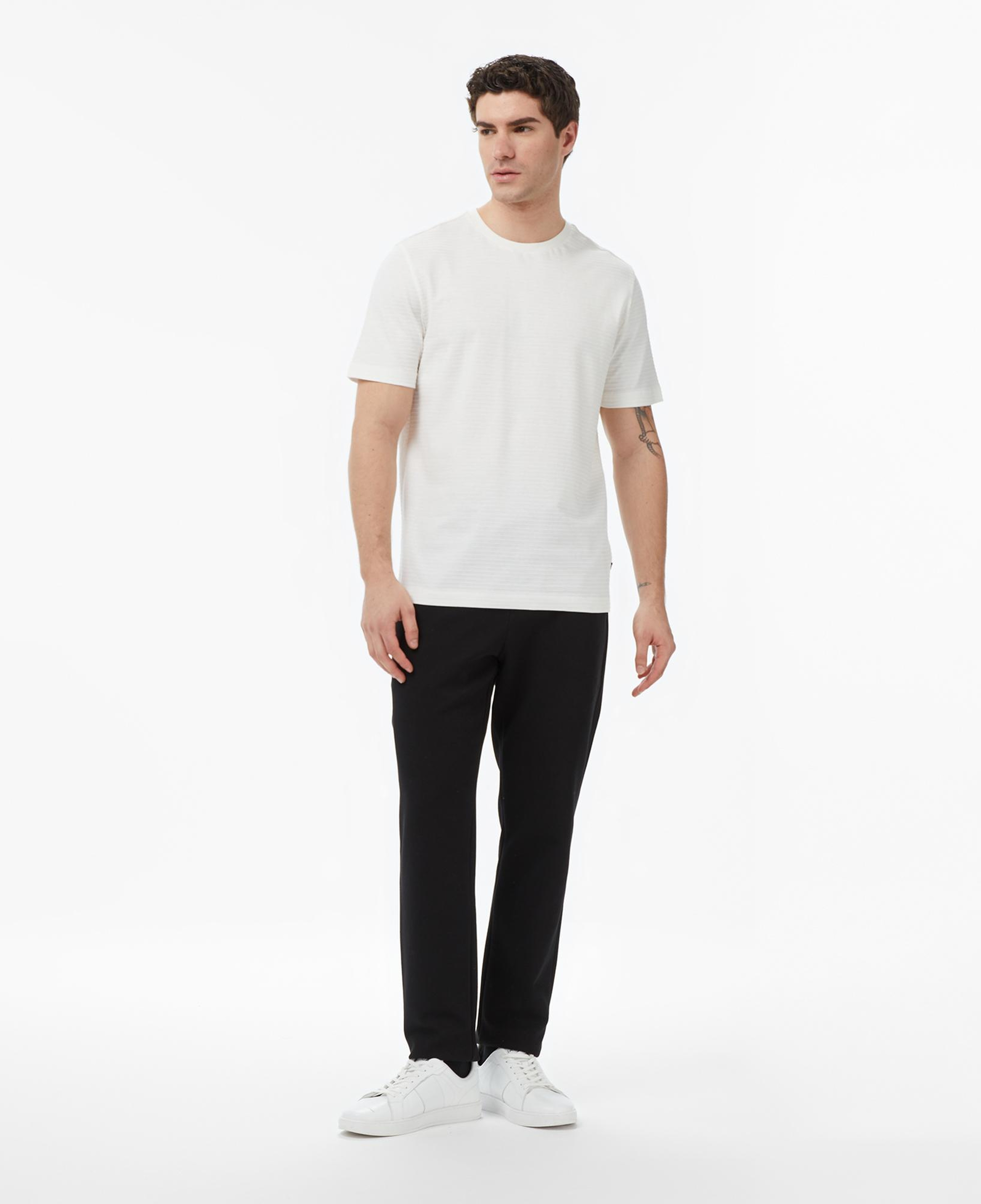 Nautica Erkek Krem Regular Fit Çizgili T-Shirt