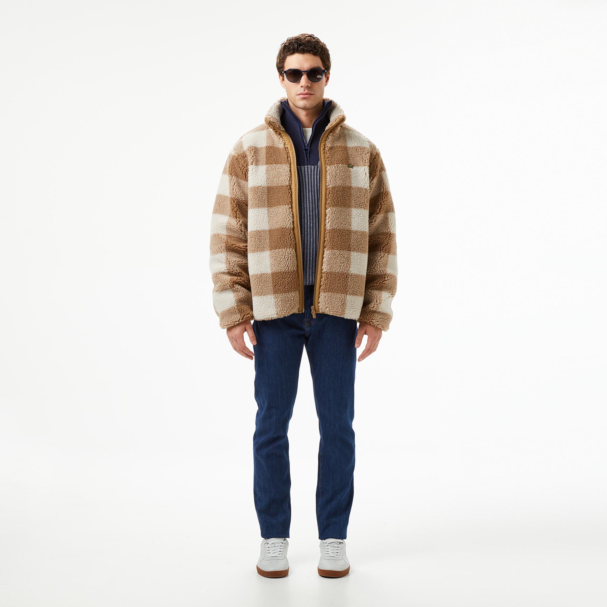 Lacoste Erkek Dik Yaka Ekose Bej Mont