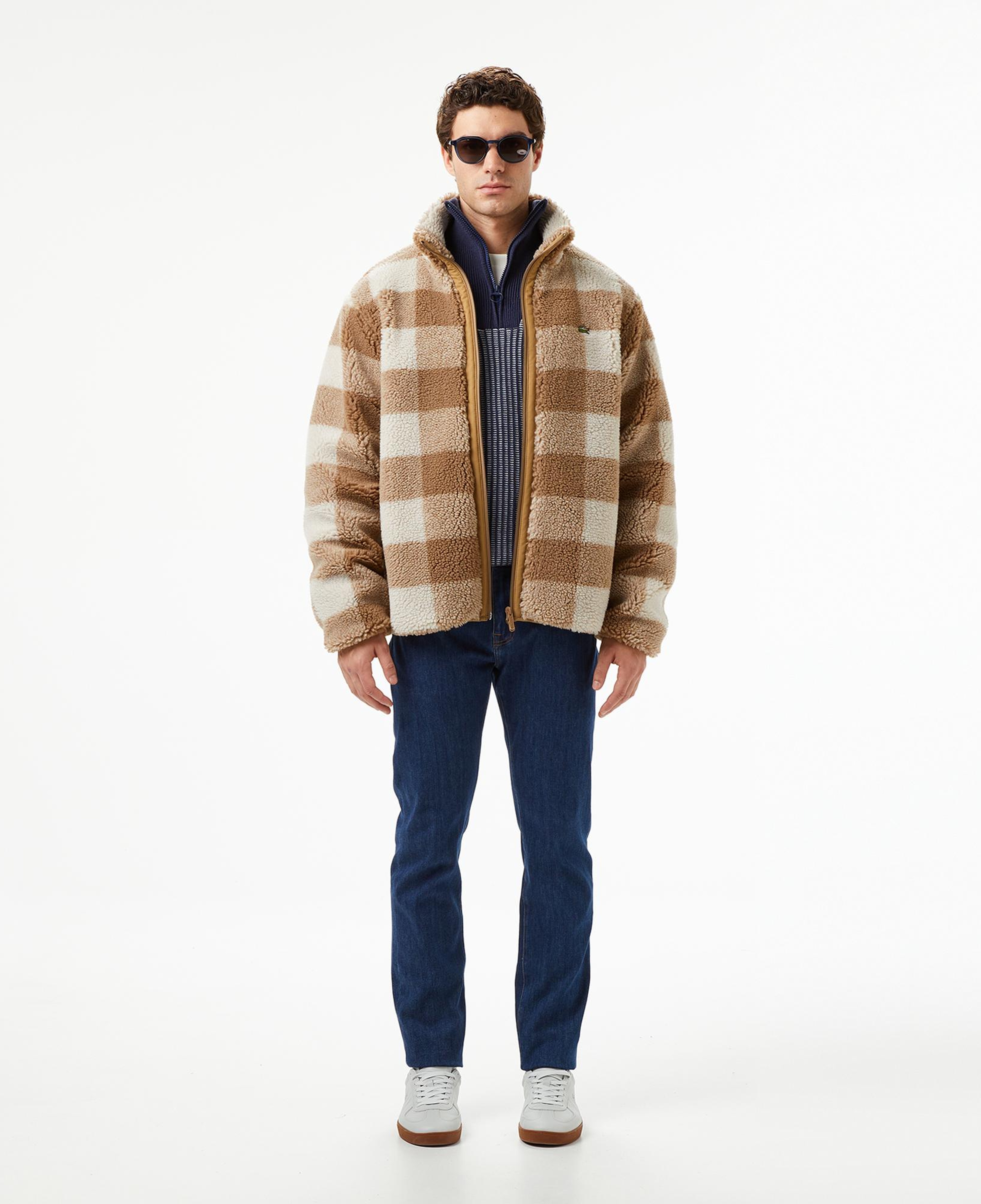 Lacoste Erkek Dik Yaka Ekose Bej Mont