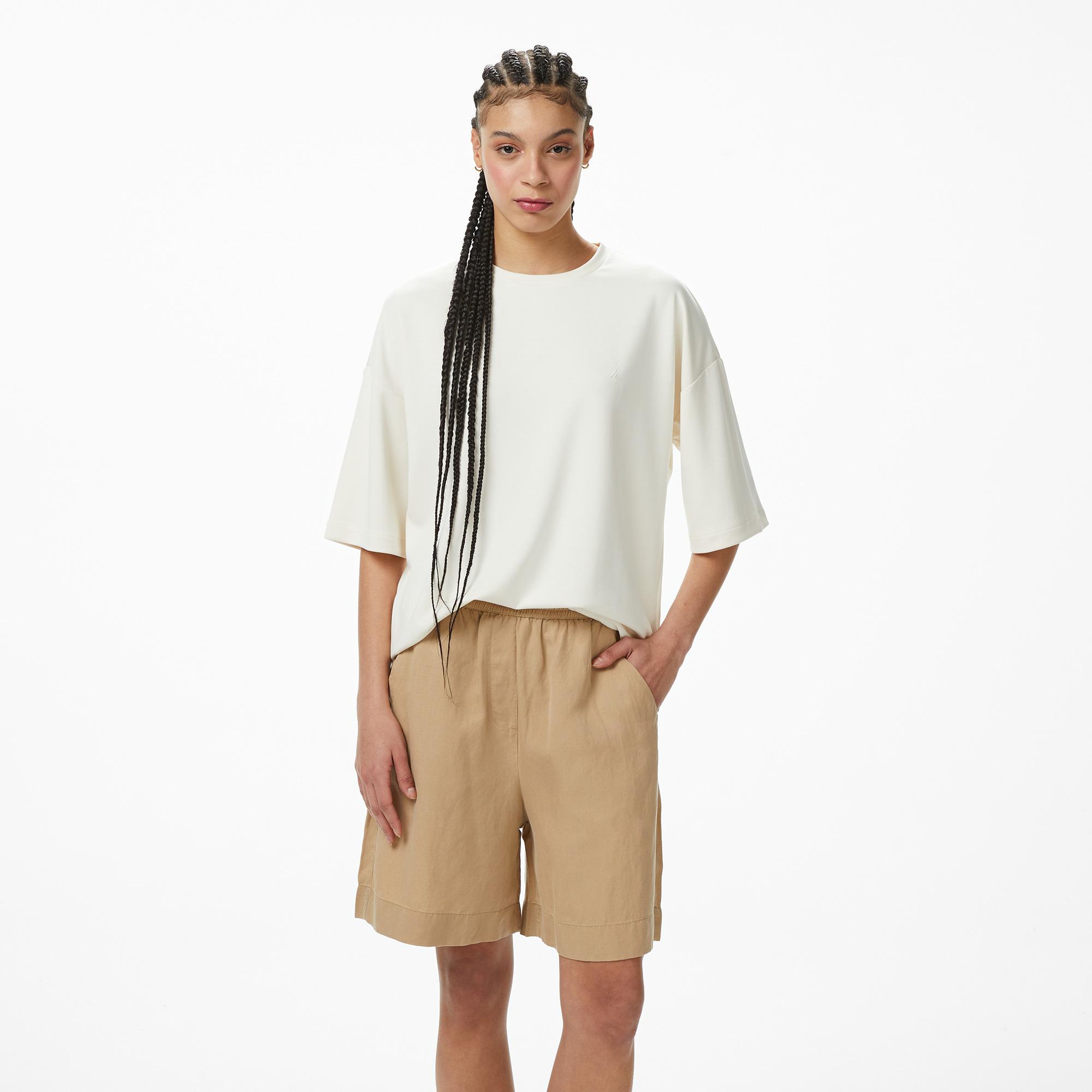 Nautica Kadın Krem Slim Fit T-Shirt