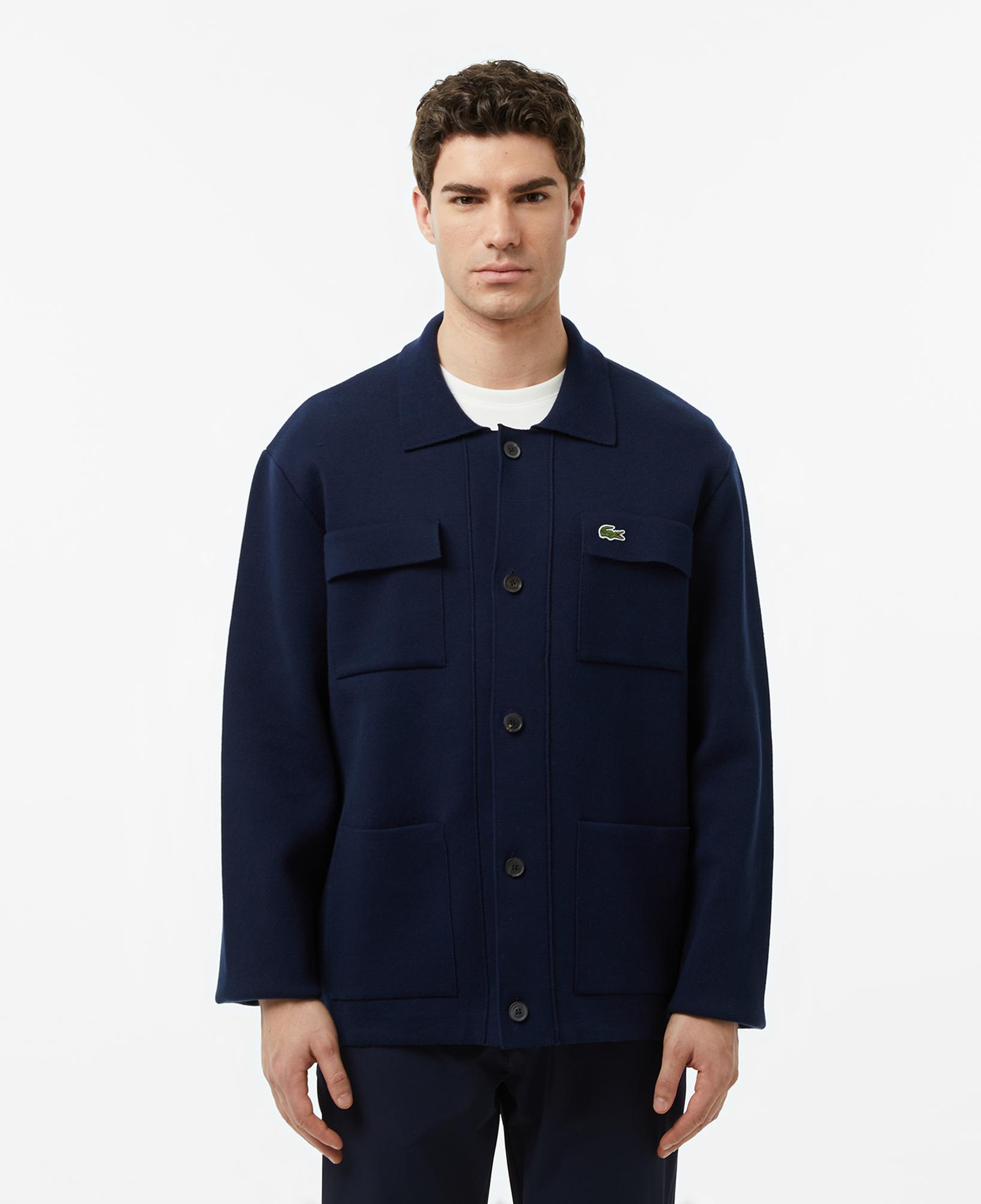 Lacoste Erkek Classic Fit Polo Yaka Lacivert Ceket