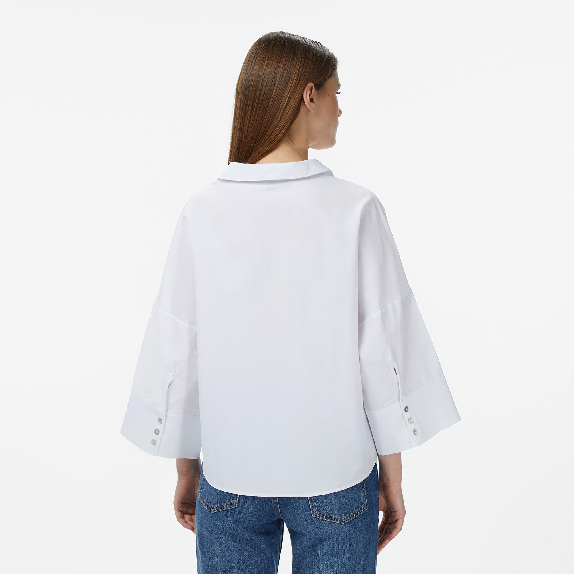 Nautica Kadın Beyaz Regular Fit Kısa Kollu Gömlek