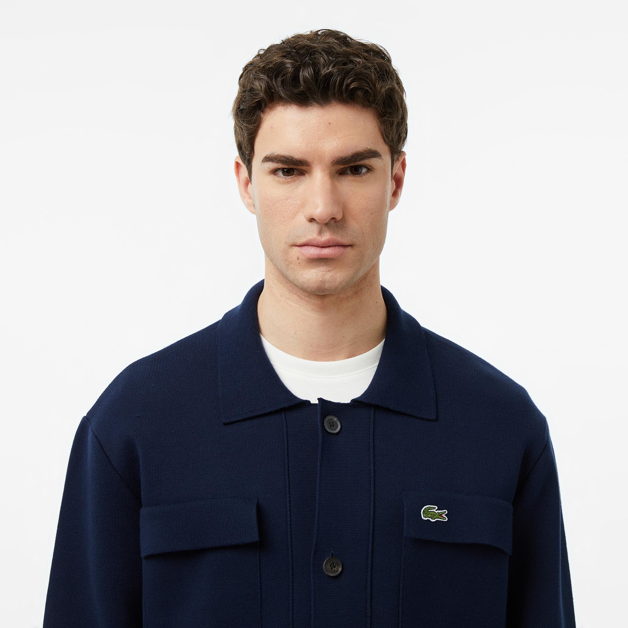 Lacoste Erkek Classic Fit Polo Yaka Lacivert Ceket