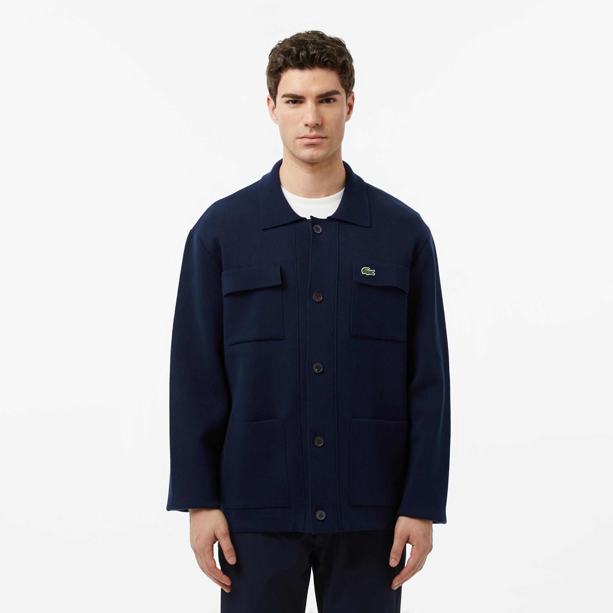 Lacoste Erkek Classic Fit Polo Yaka Lacivert Ceket