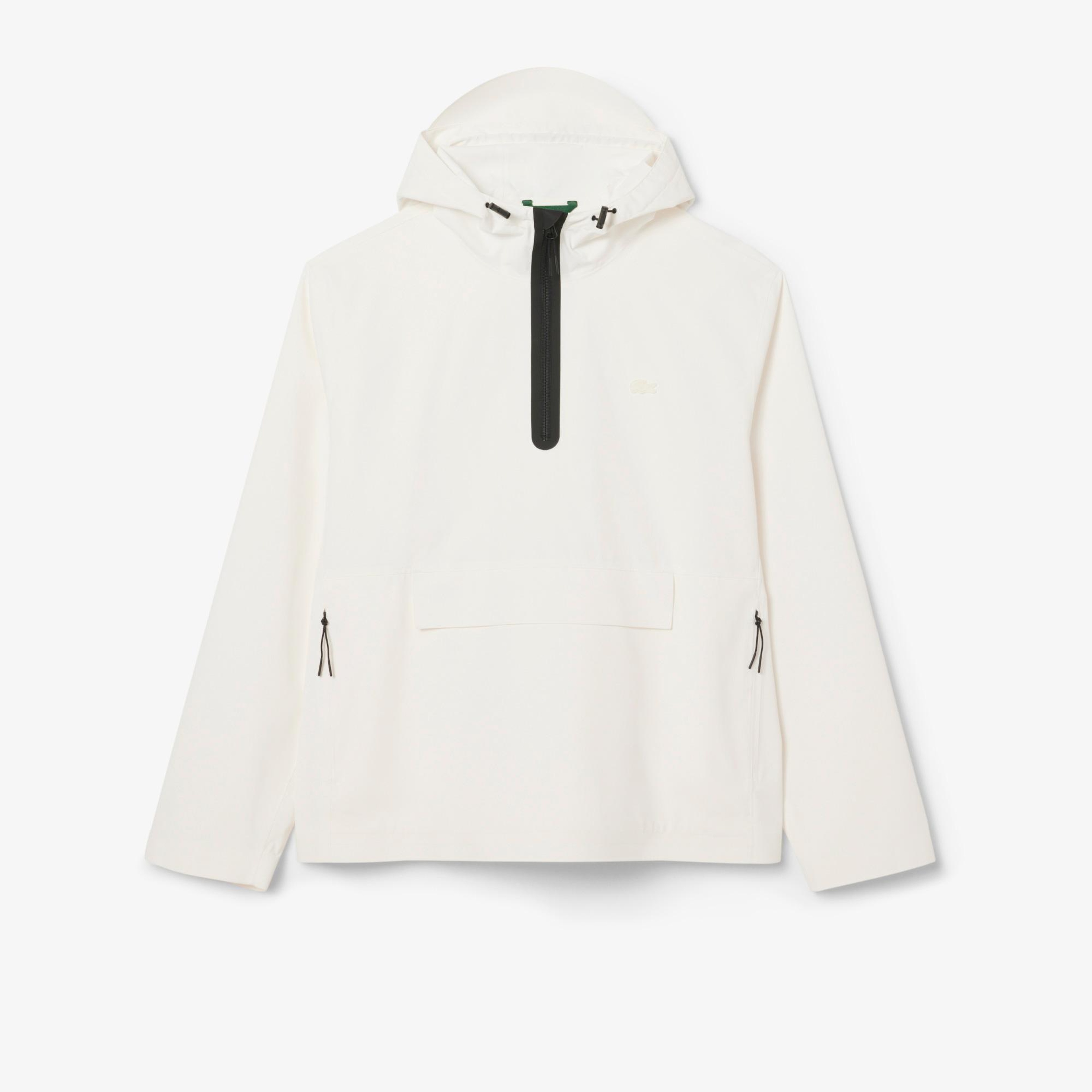 Lacoste Erkek Oversize Fit Kapüşonlu Beyaz Yağmurluk