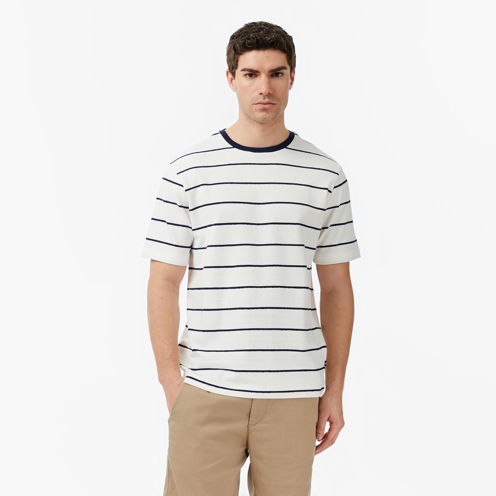 Nautica Erkek Lacivert Regular Fit Çizgili T-Shirt