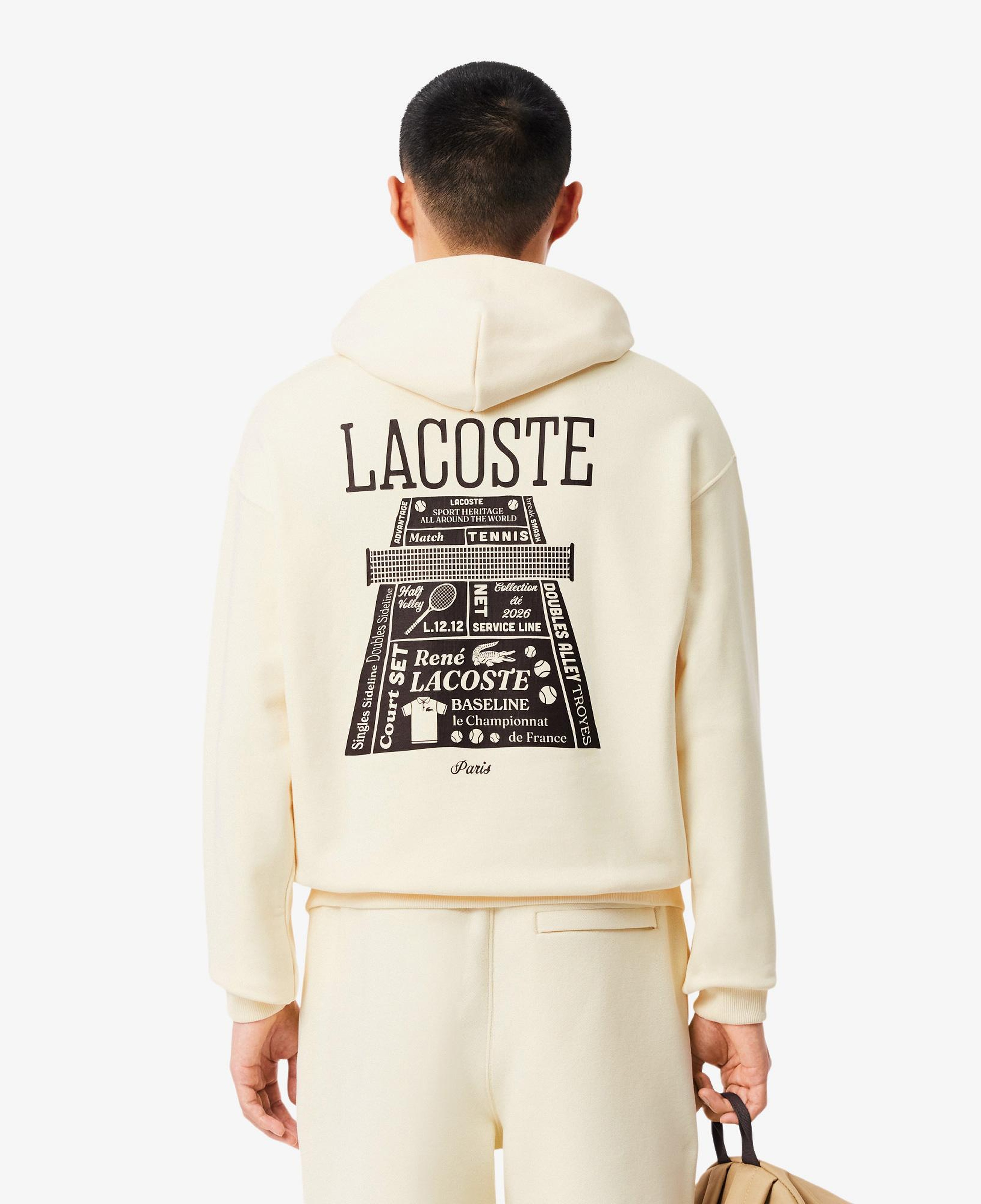 Lacoste Erkek Loose Fit Kapüşonlu Baskılı Sarı Sweatshirt