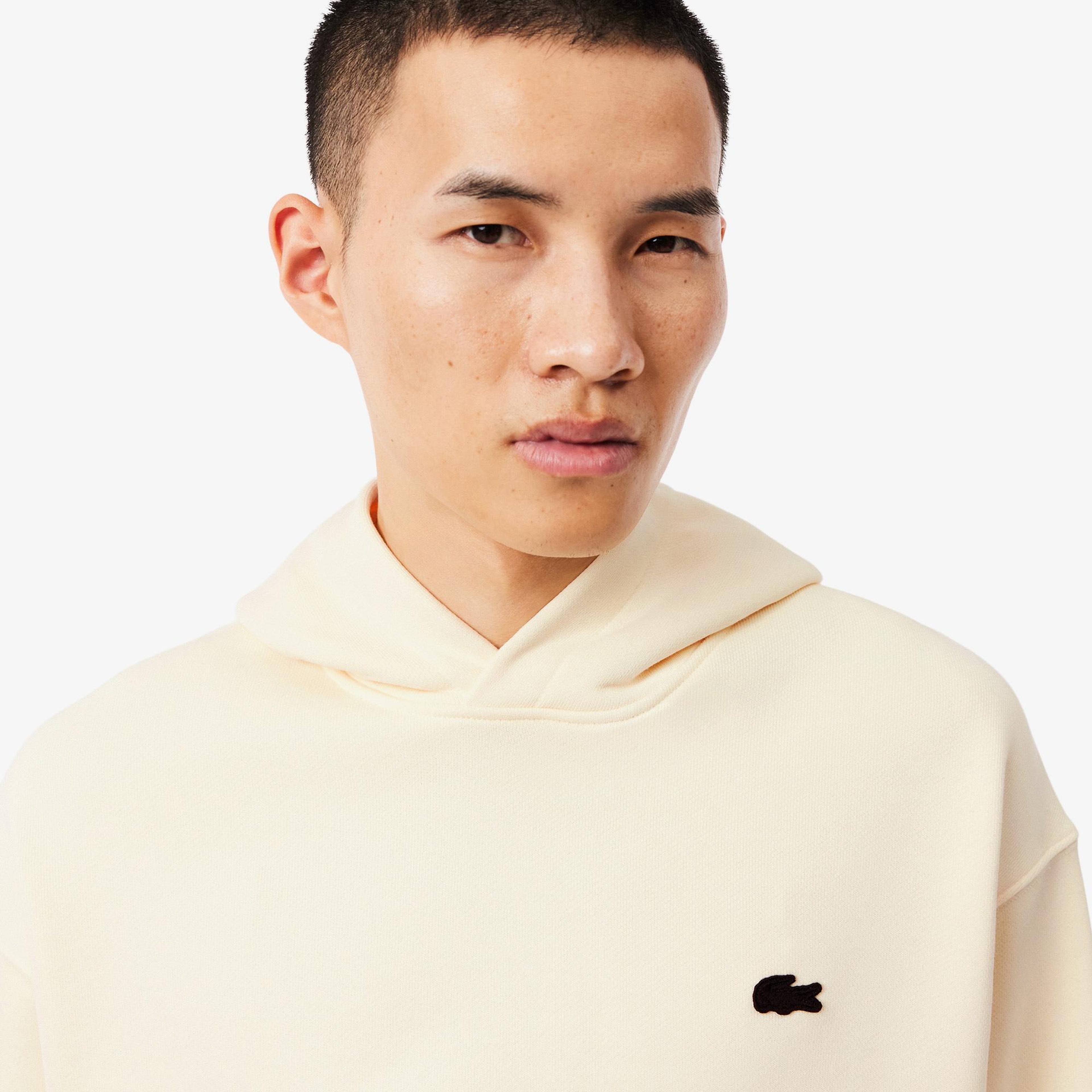 Lacoste Erkek Loose Fit Kapüşonlu Baskılı Sarı Sweatshirt