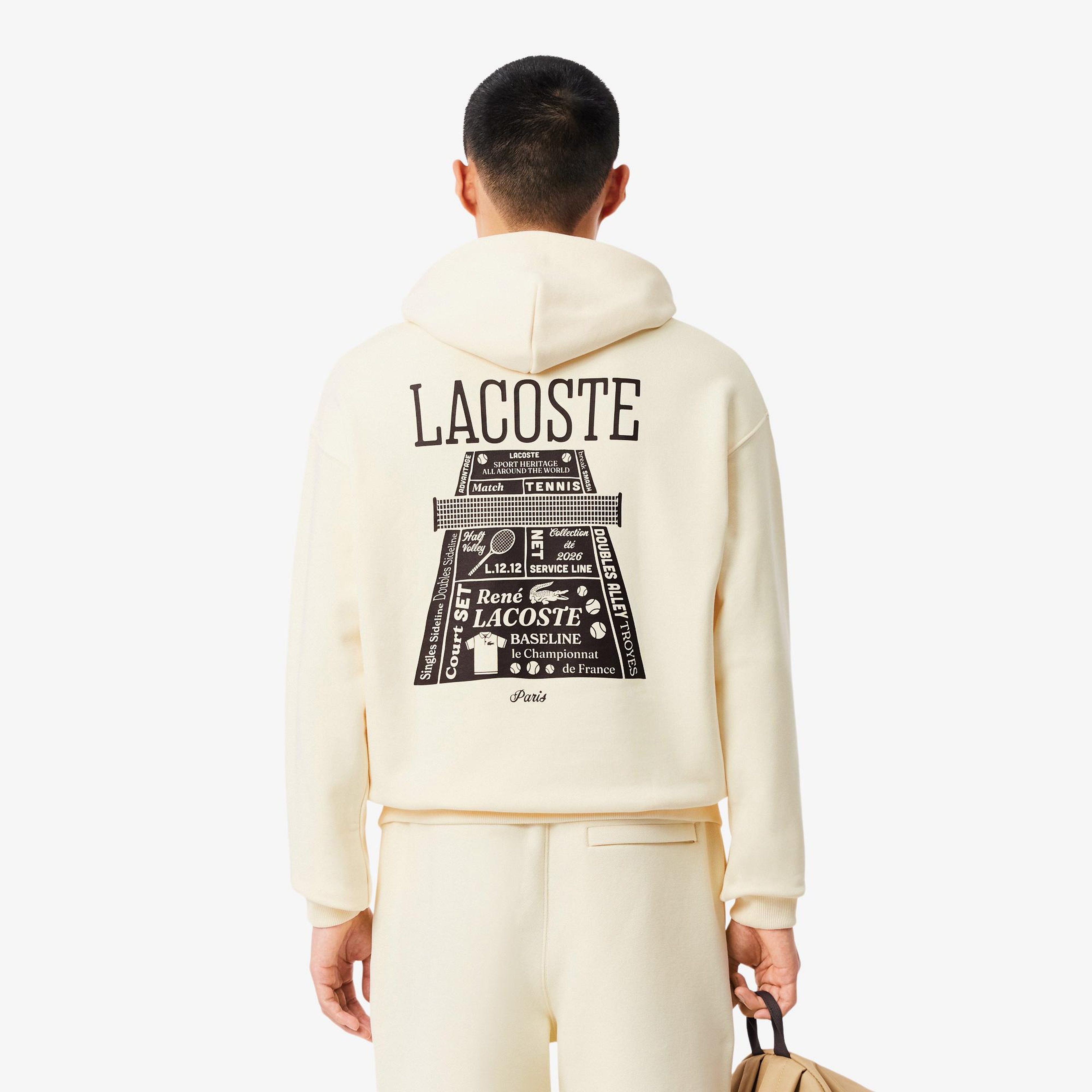 Lacoste Erkek Loose Fit Kapüşonlu Baskılı Sarı Sweatshirt