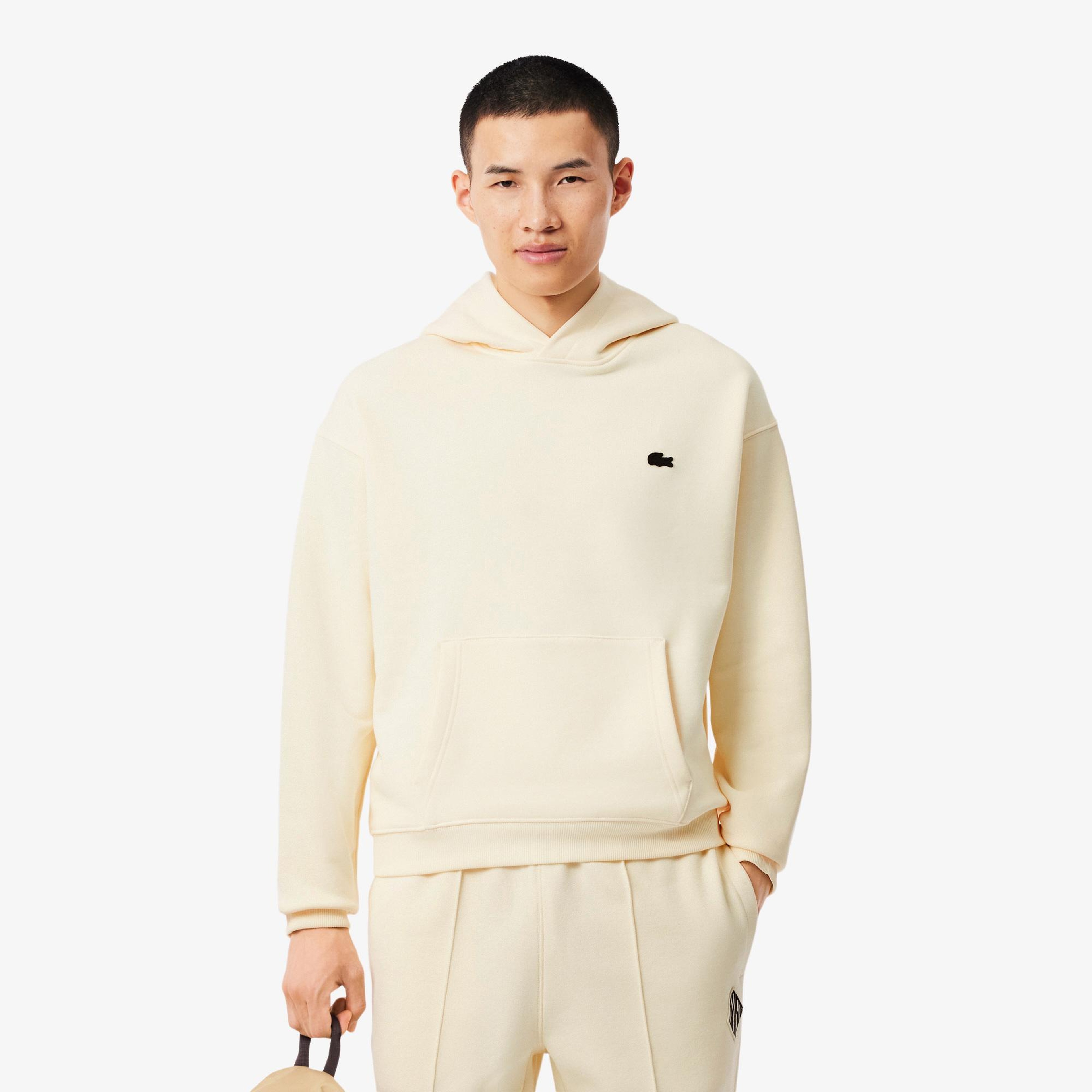 Lacoste Erkek Loose Fit Kapüşonlu Baskılı Sarı Sweatshirt