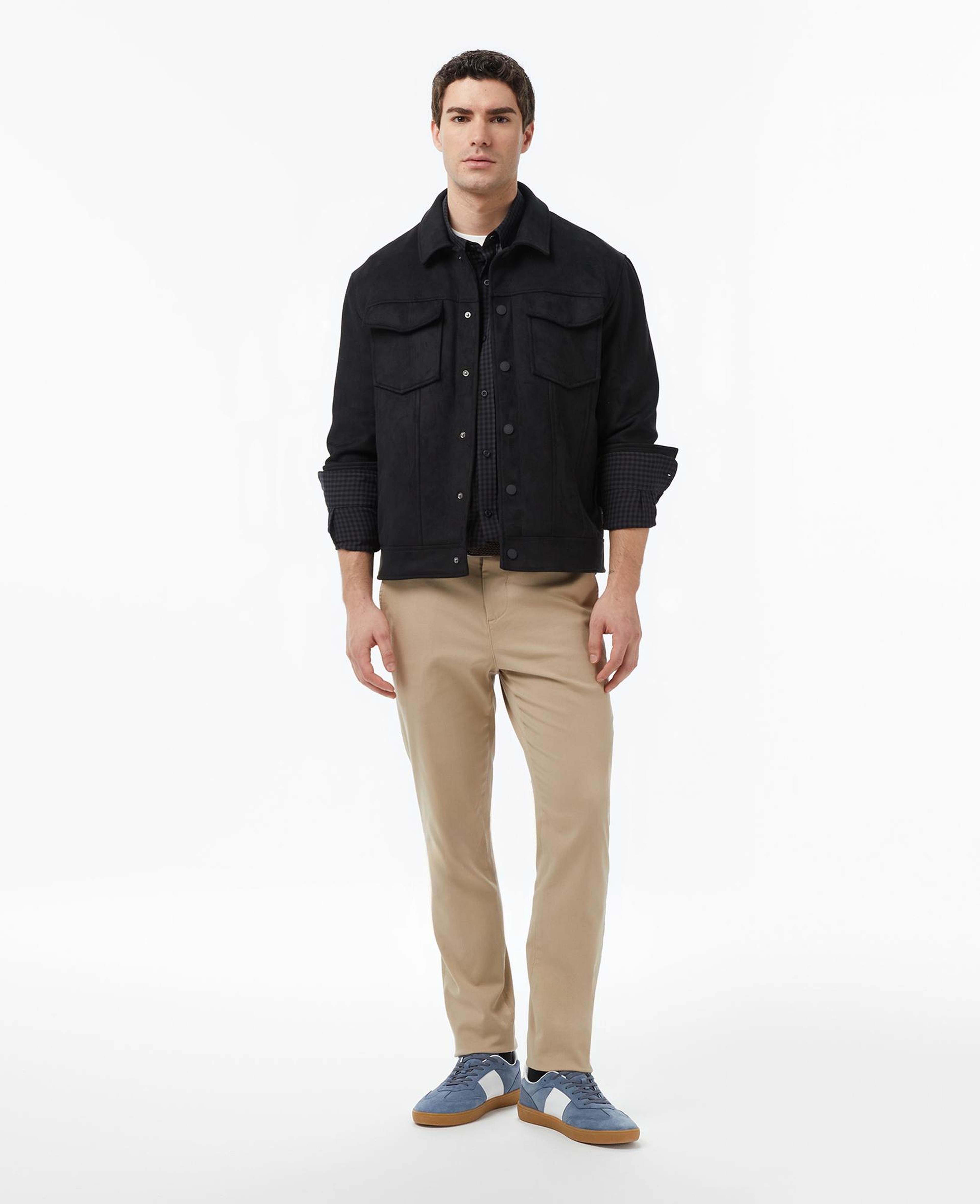 Nautica Erkek Siyah Regular Fit Süet Ceket