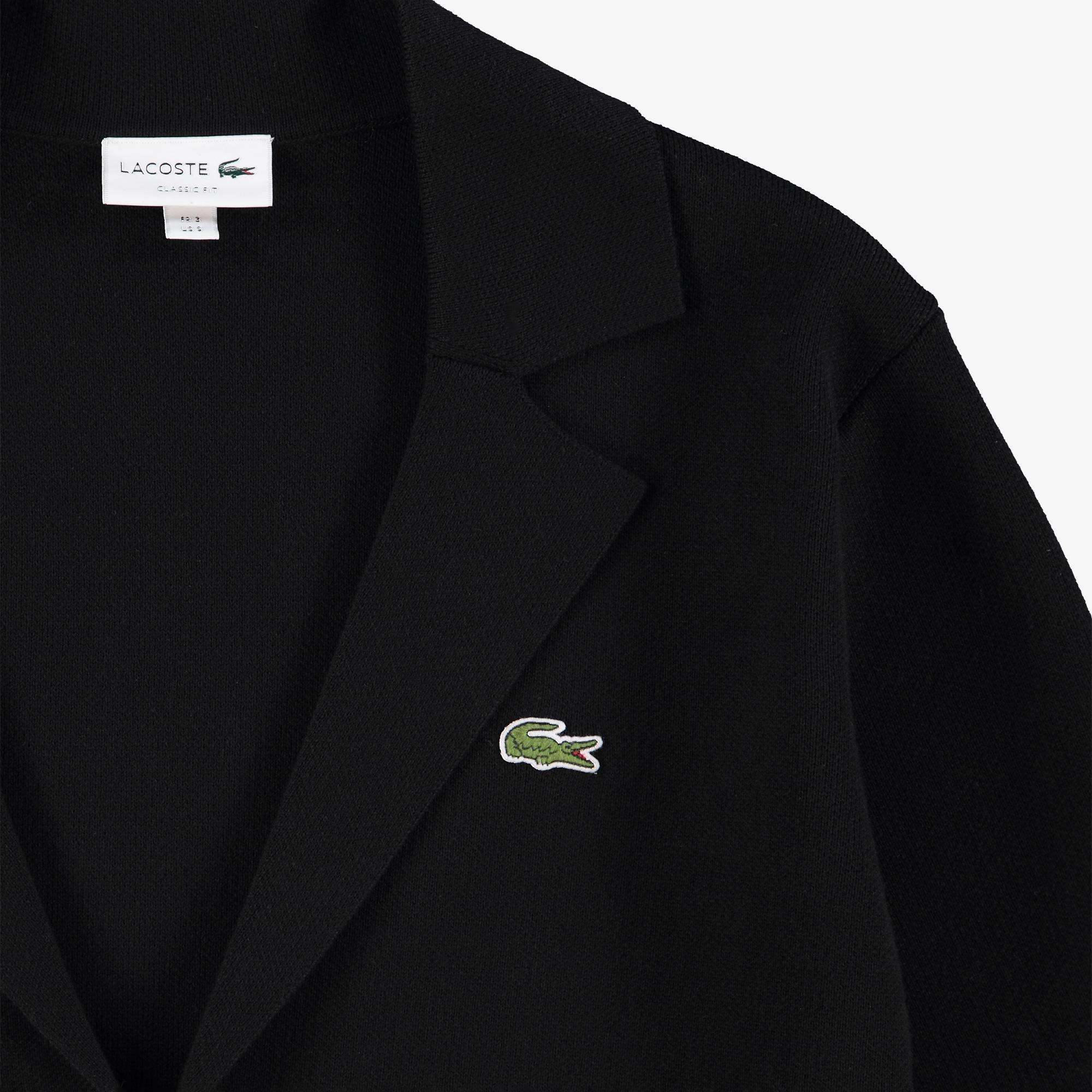 Lacoste Erkek Classic Fit V Yaka Siyah Hırka