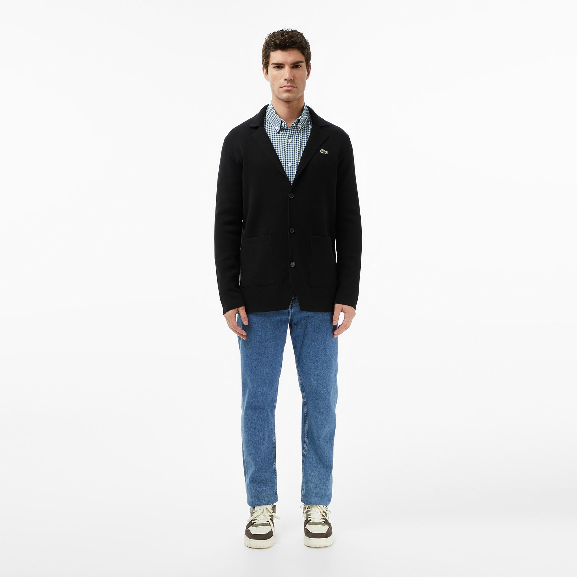 Lacoste Erkek Classic Fit V Yaka Siyah Hırka