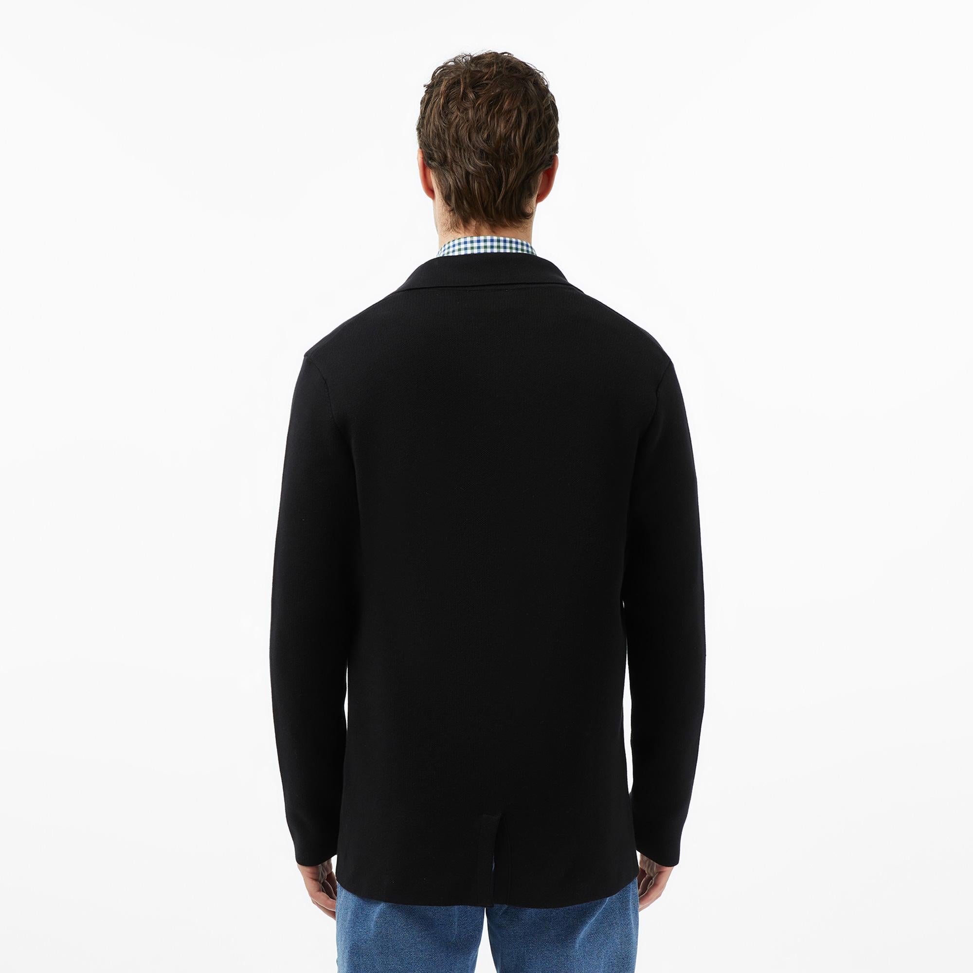 Lacoste Erkek Classic Fit V Yaka Siyah Hırka