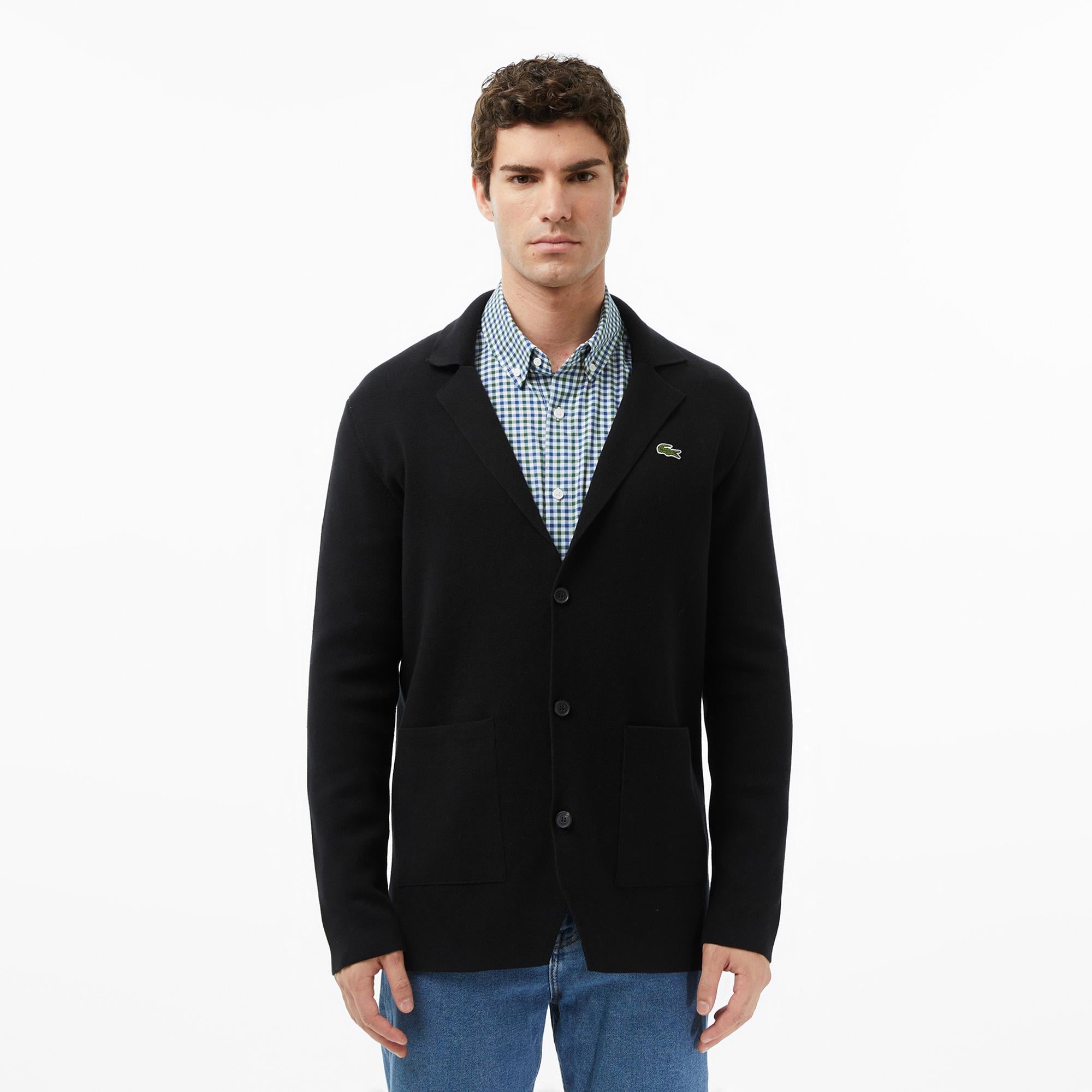 Lacoste Erkek Classic Fit V Yaka Siyah Hırka