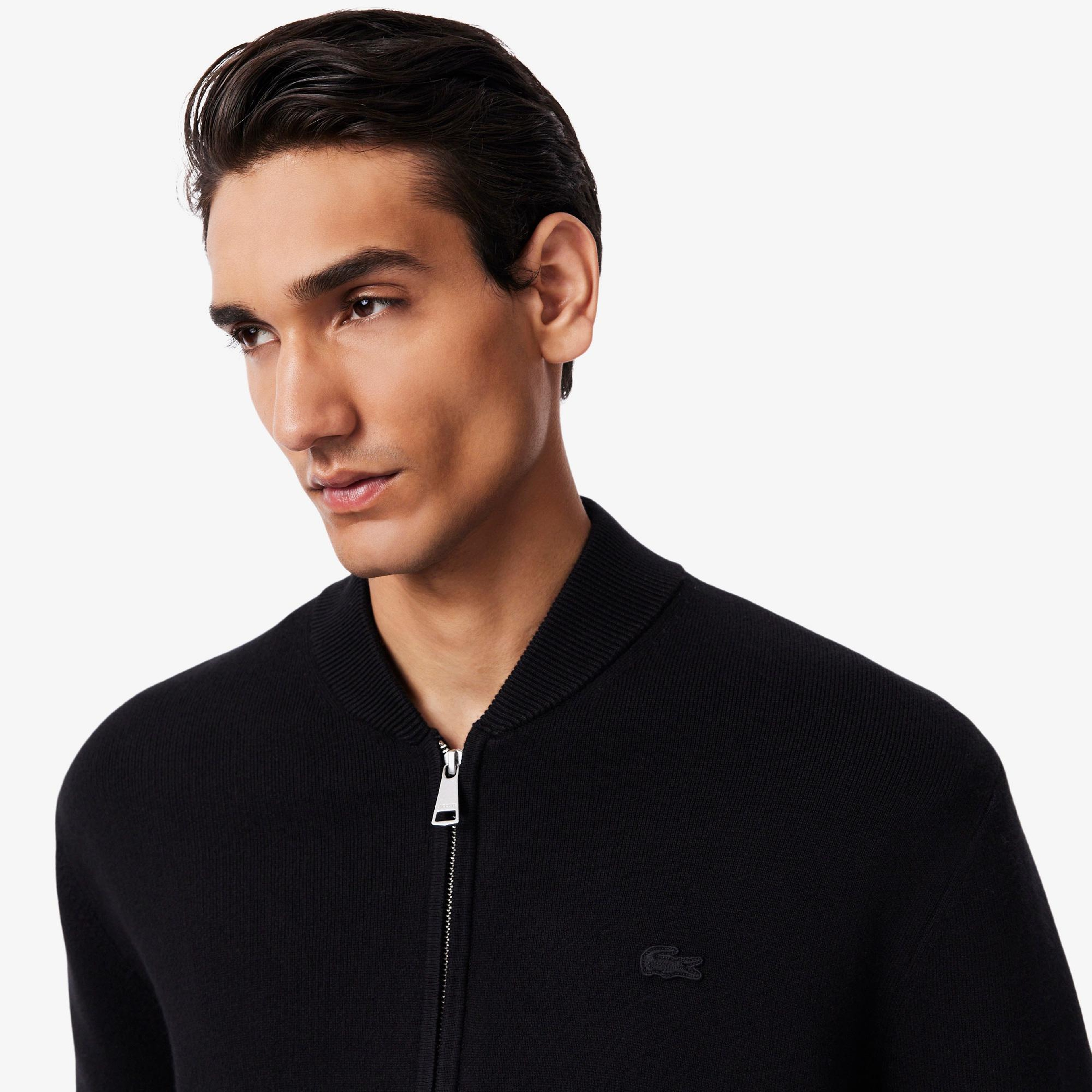 Lacoste Erkek Classic Fit Fermuarlı Siyah Hırka