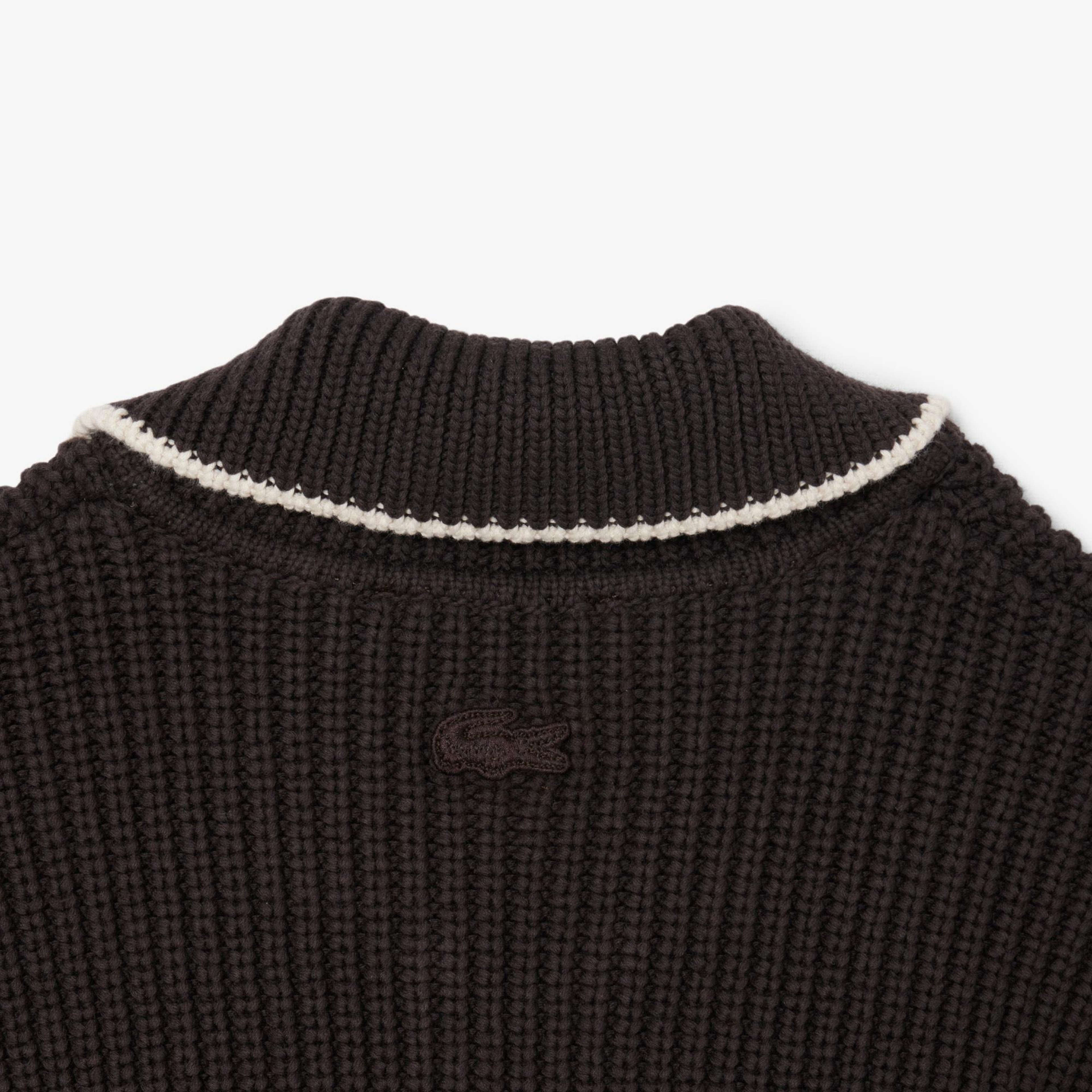 Lacoste Kadın Loose Fit Fermuarlı Kahverengi Hırka