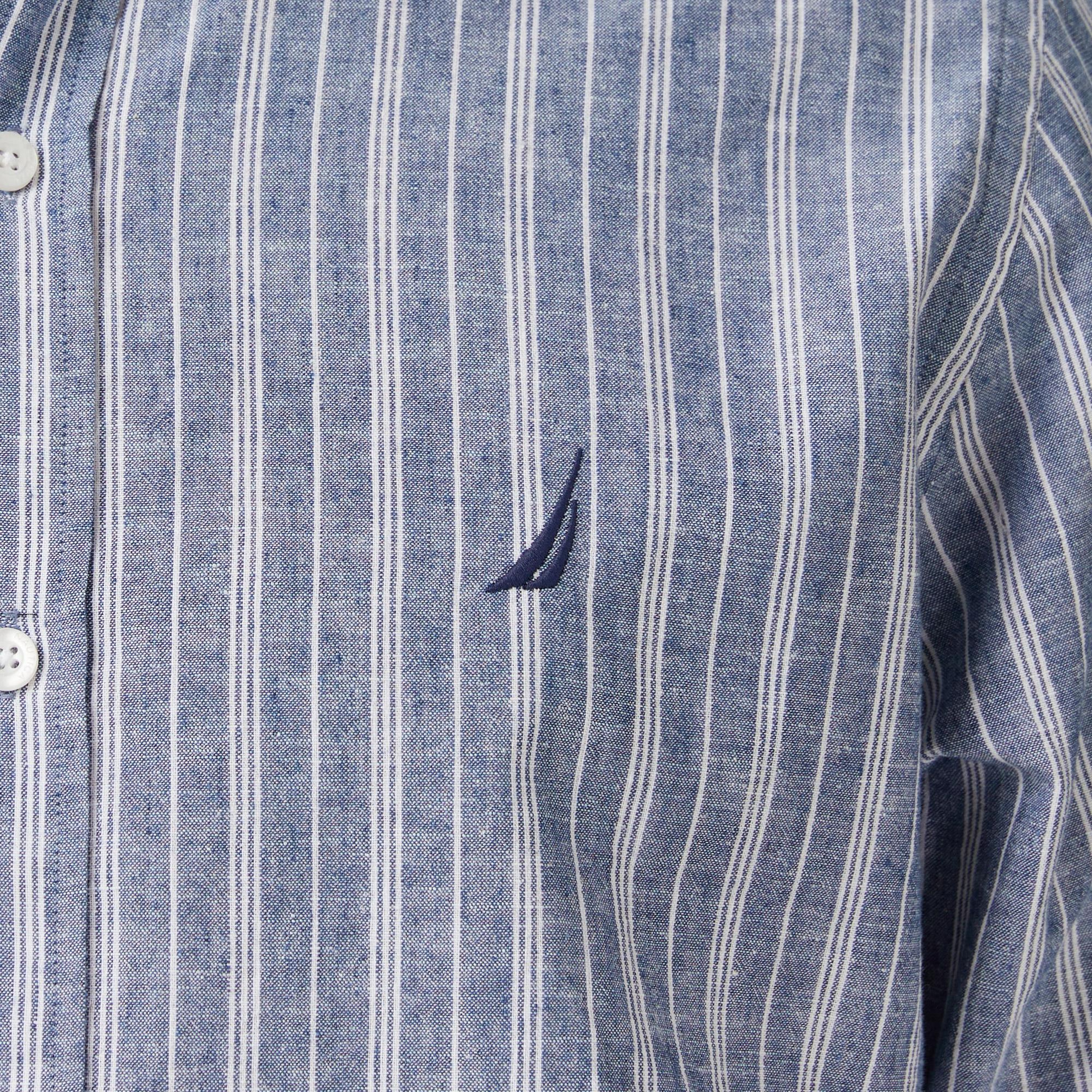 Nautica Erkek Mavi Regular Fit Çizgili Gömlek