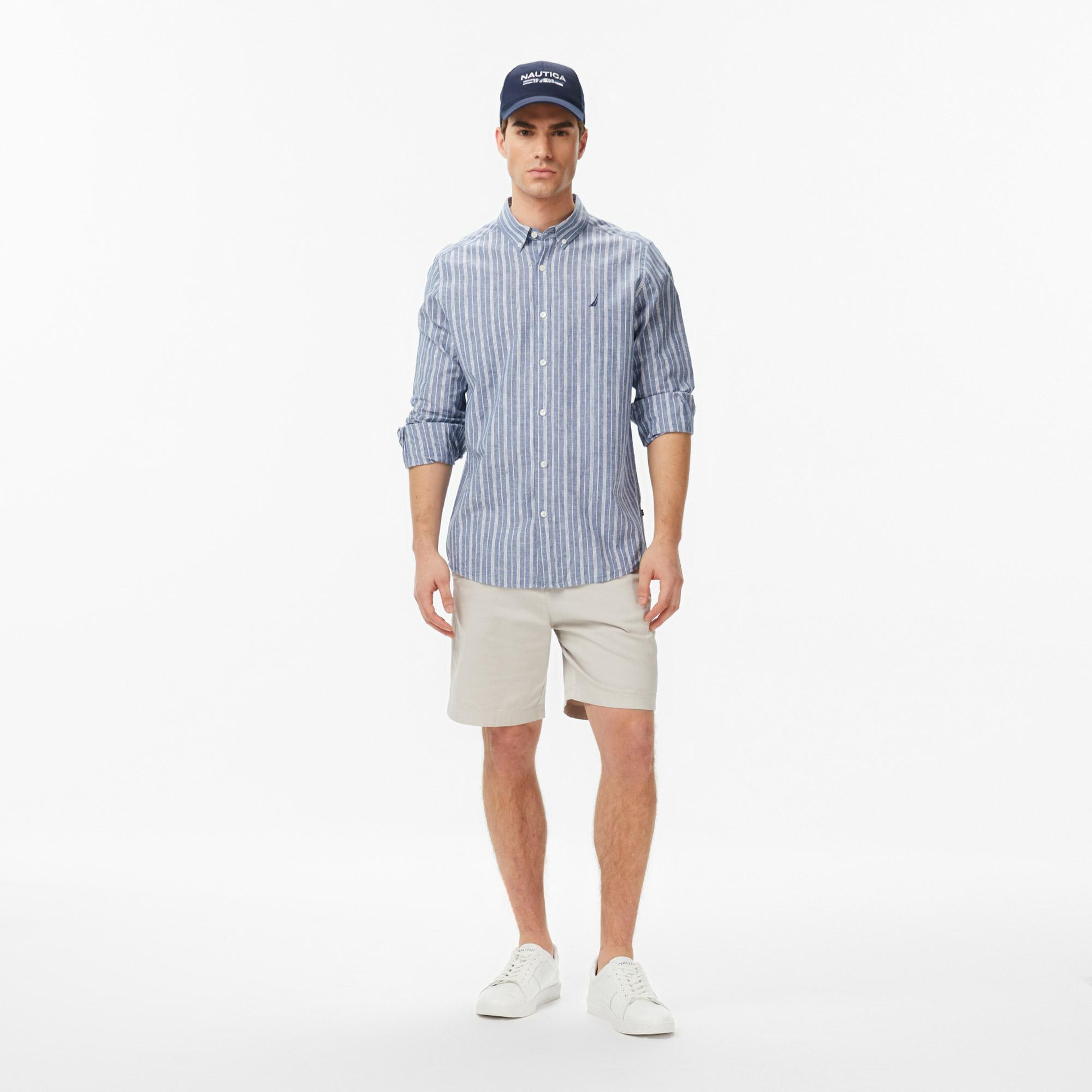 Nautica Erkek Mavi Regular Fit Çizgili Gömlek
