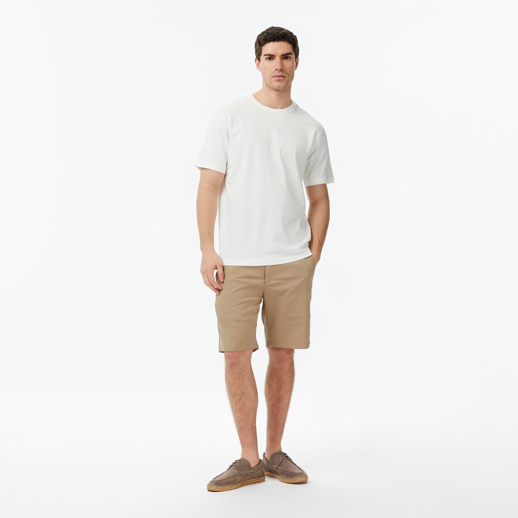 Nautica Erkek Beyaz Regular Fit Baskılı T-Shirt