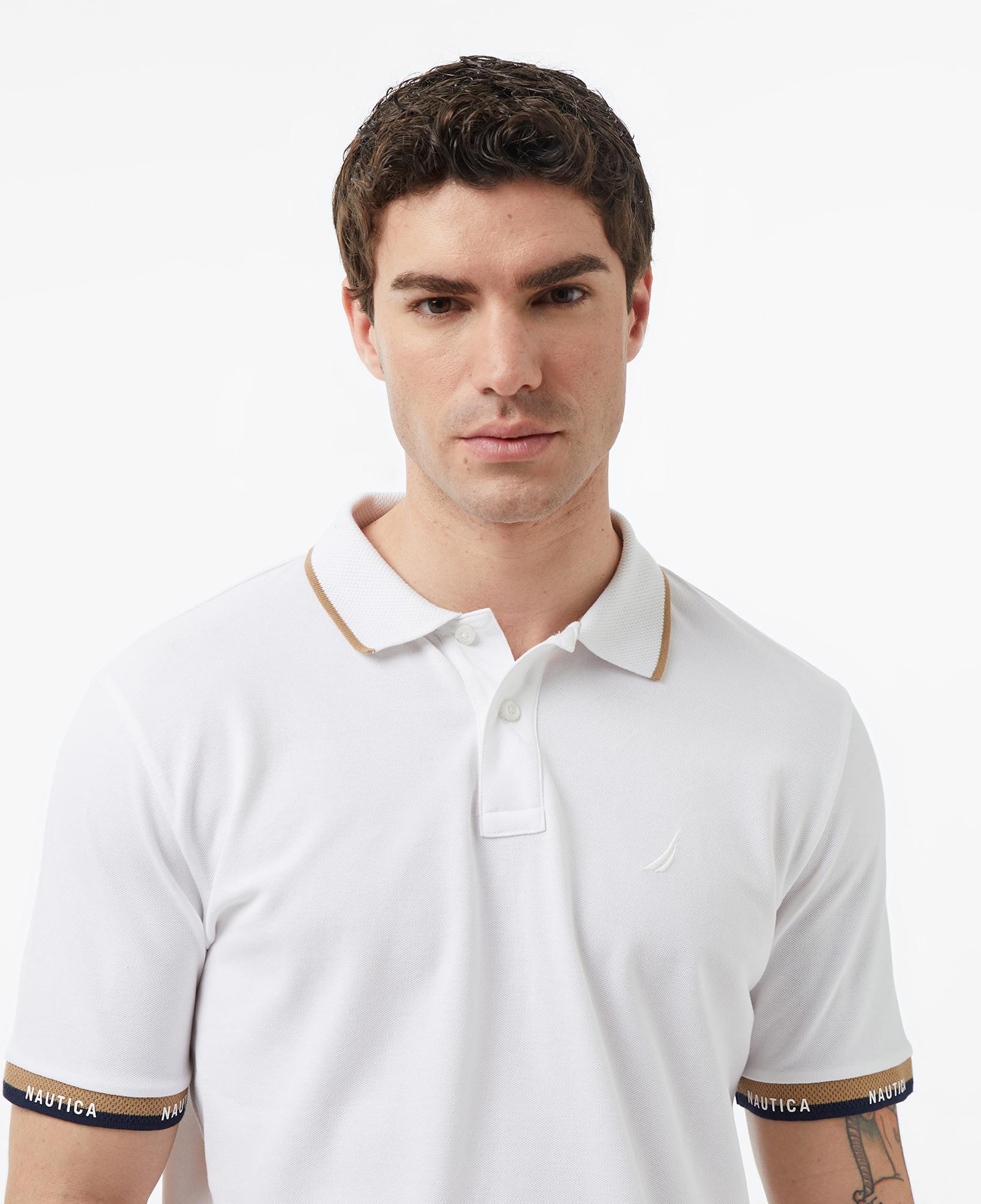 Nautica Erkek Beyaz Regular Fit Polo Yaka T-Shirt