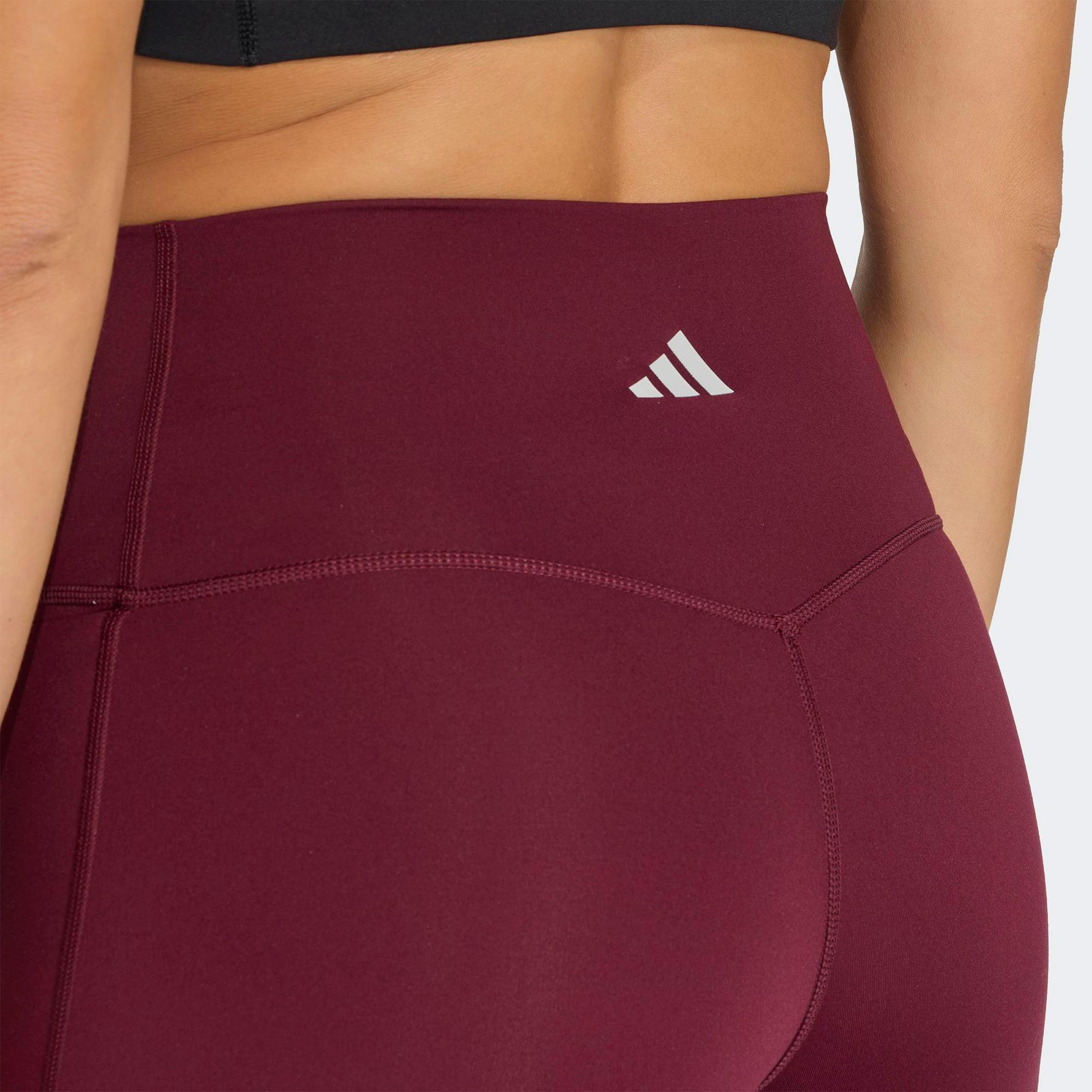 adidas 3-Stripes Studio All Me Booty Kadın Bordo Kısa Tayt