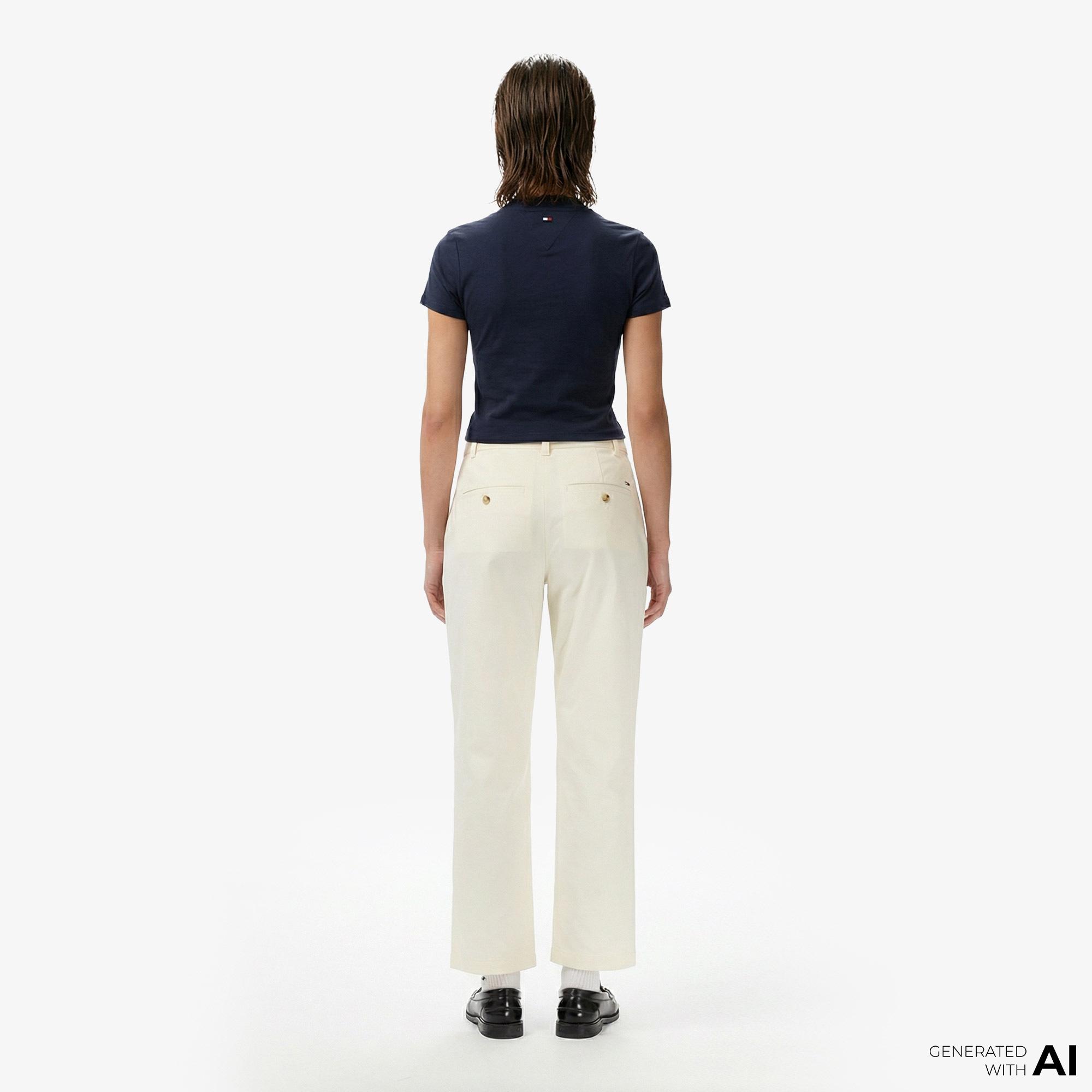 Tommy Hilfiger Cotton Gmd Kadın Bej Pantolon