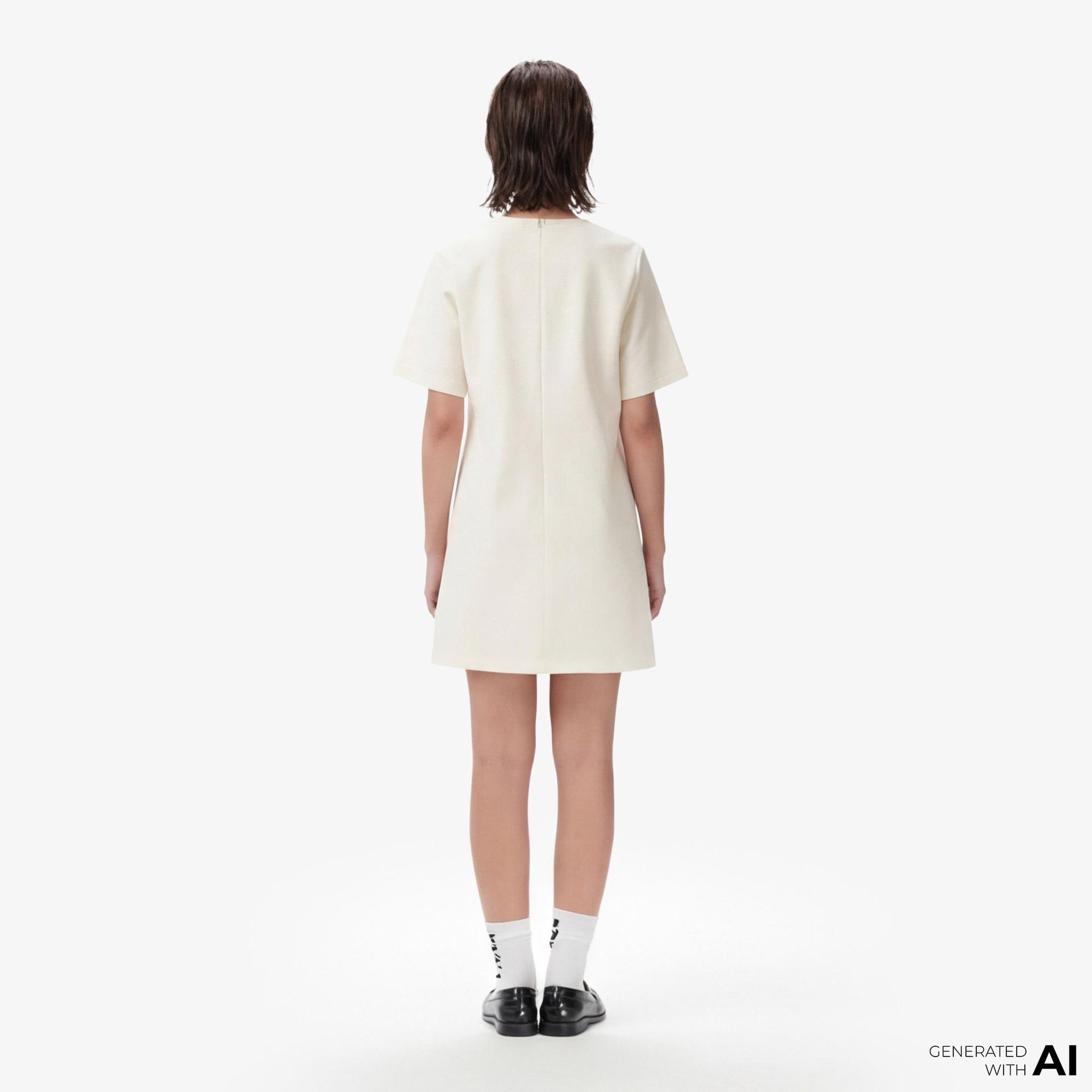 Tommy Hilfiger Gold Button Kadın Bej Elbise