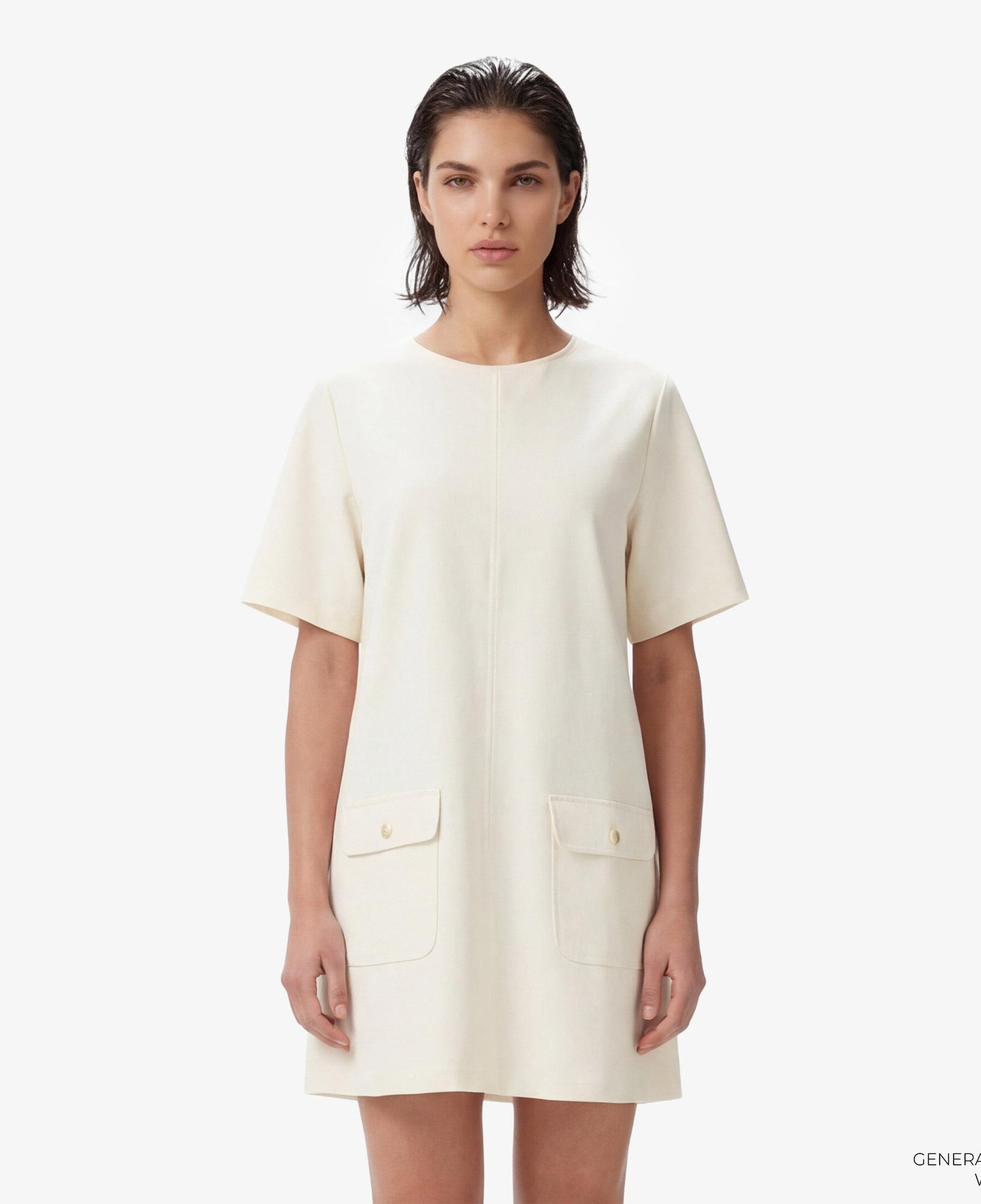 Tommy Hilfiger Gold Button Kadın Bej Elbise