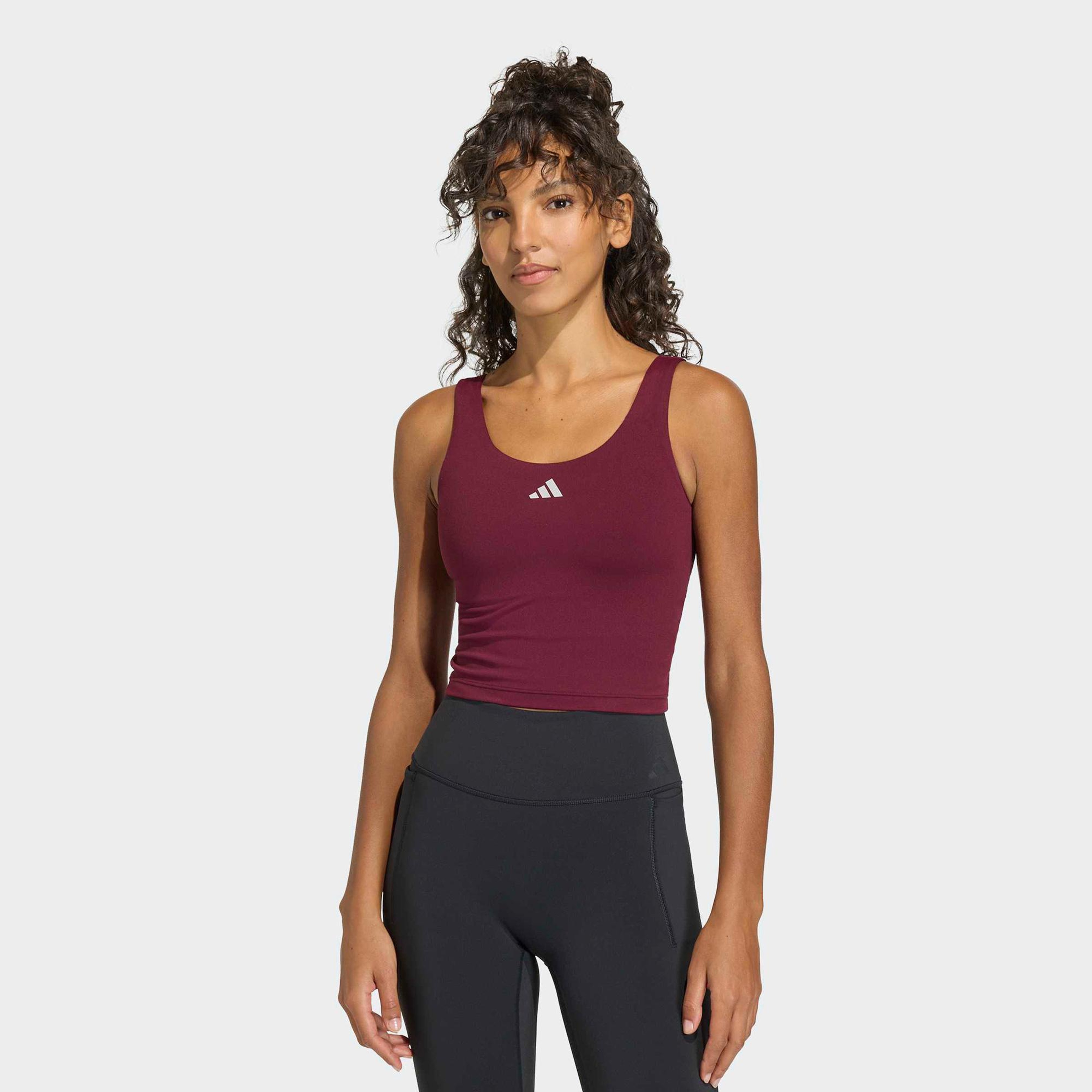 adidas 3-Stripes Studio All Me Kadın Bordo Crop T-Shirt