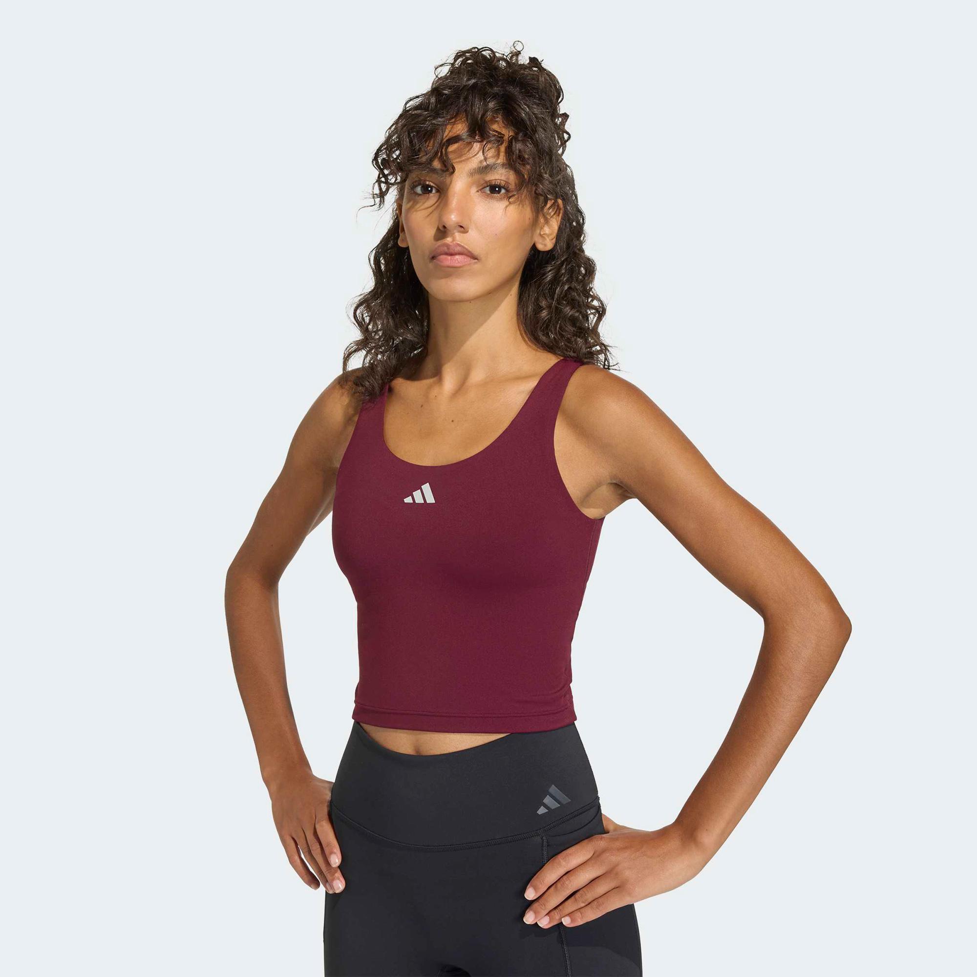 adidas 3-Stripes Studio All Me Kadın Bordo Crop T-Shirt