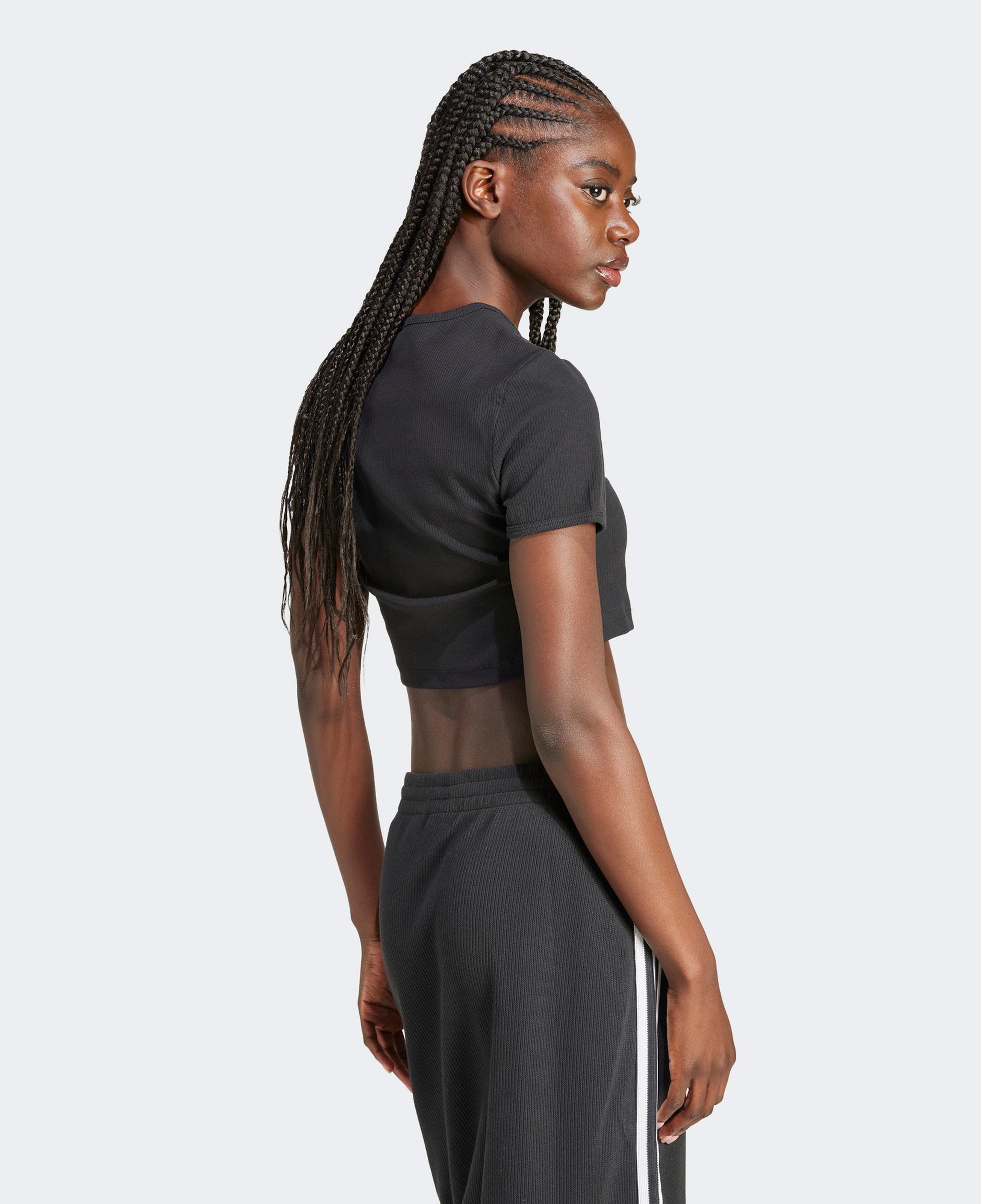 adidas Essentials Rib Kadın Siyah Crop T-Shirt