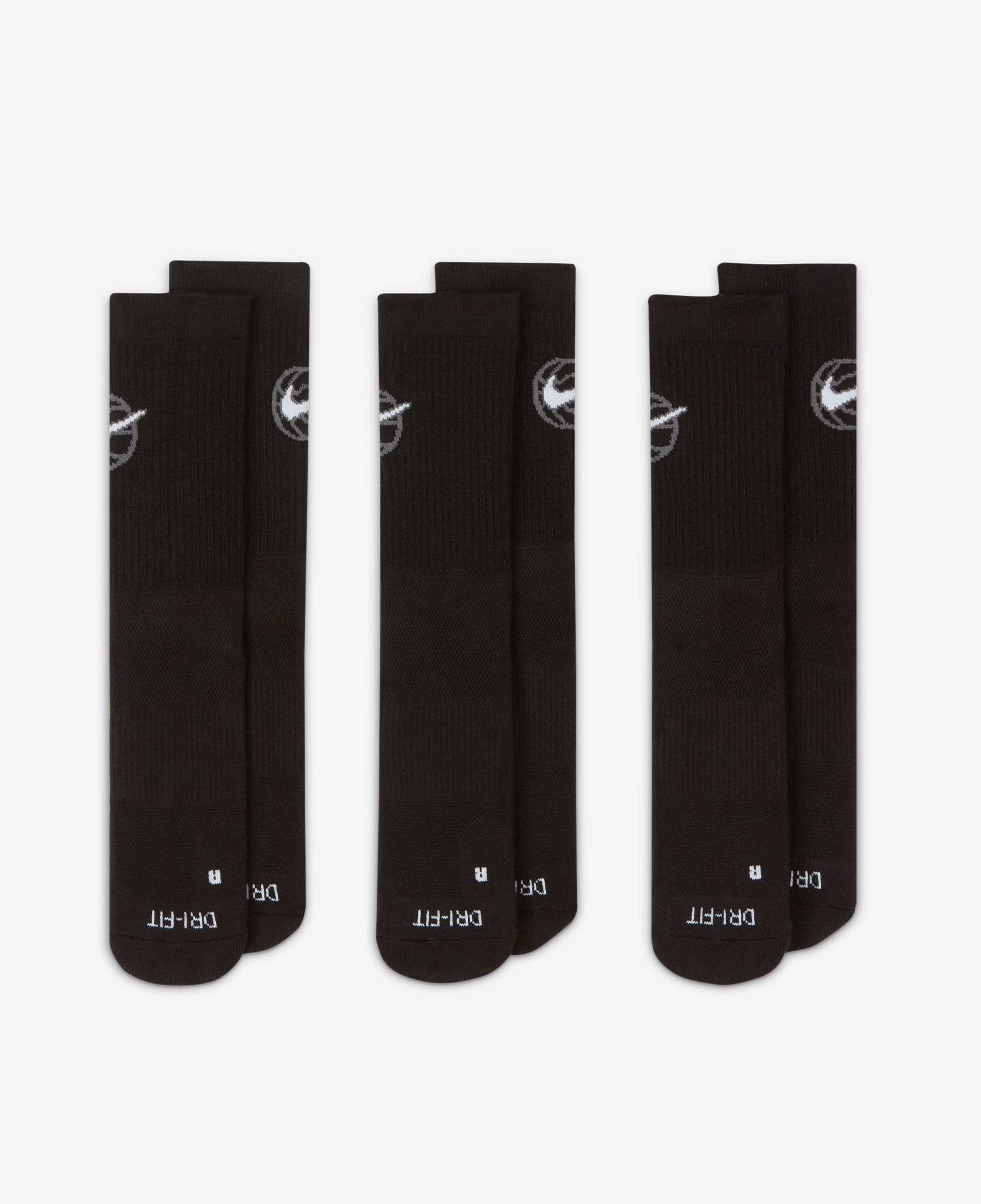 Nike Crew Everyday Baseball 3'lü Unisex Siyah Çorap