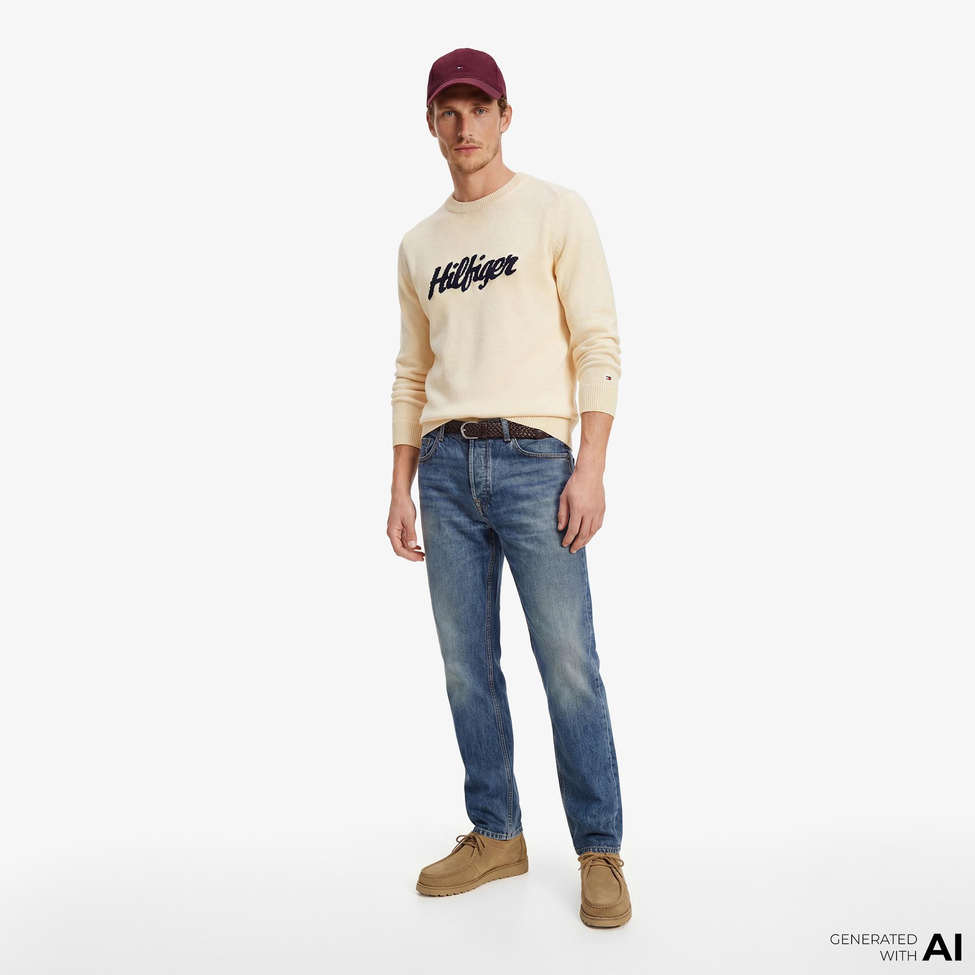 Tommy Hilfiger Seasonal Graphic Erkek Bej Triko