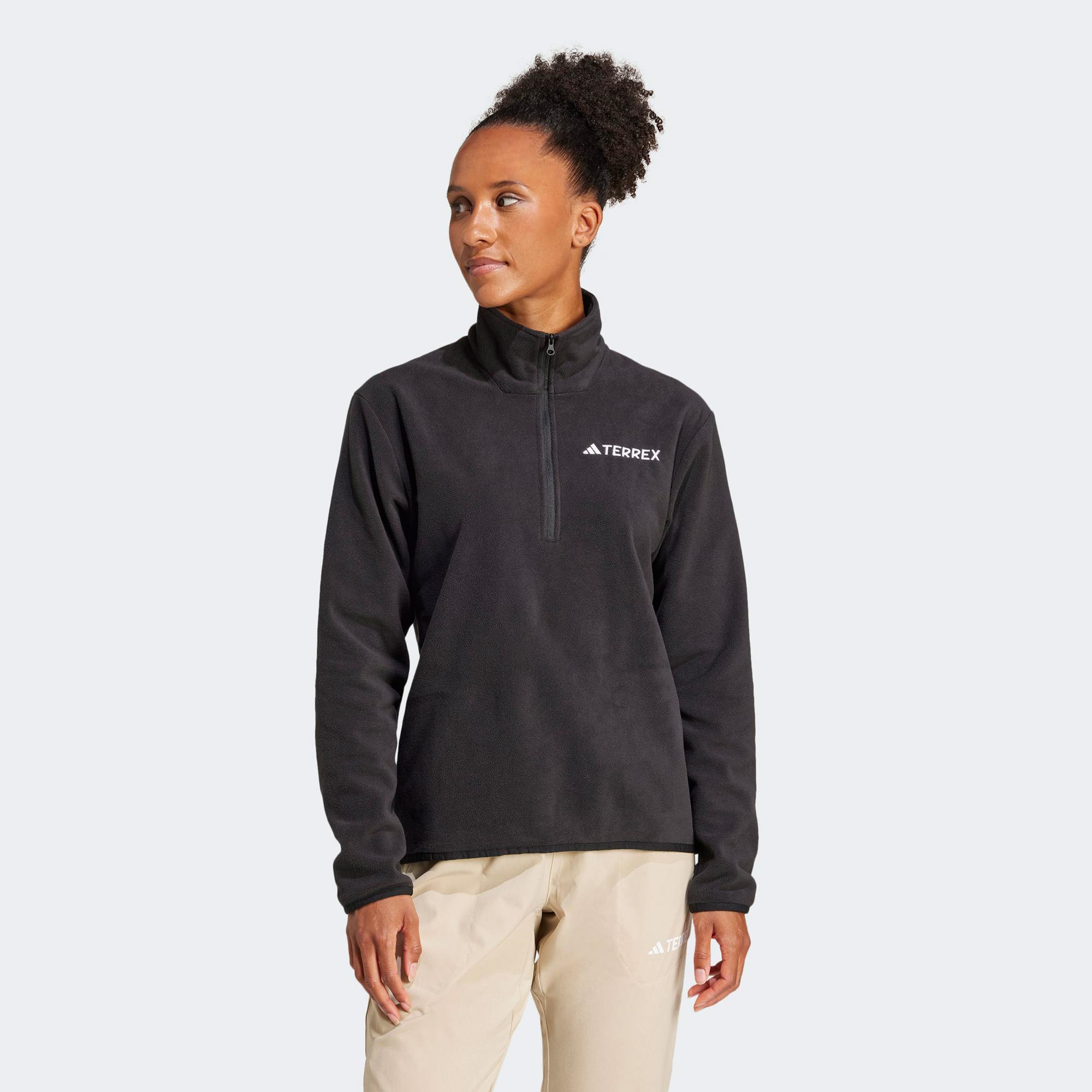 adidas Mountain Essentials Half-Zip Fleece Kadın Siyah Polar